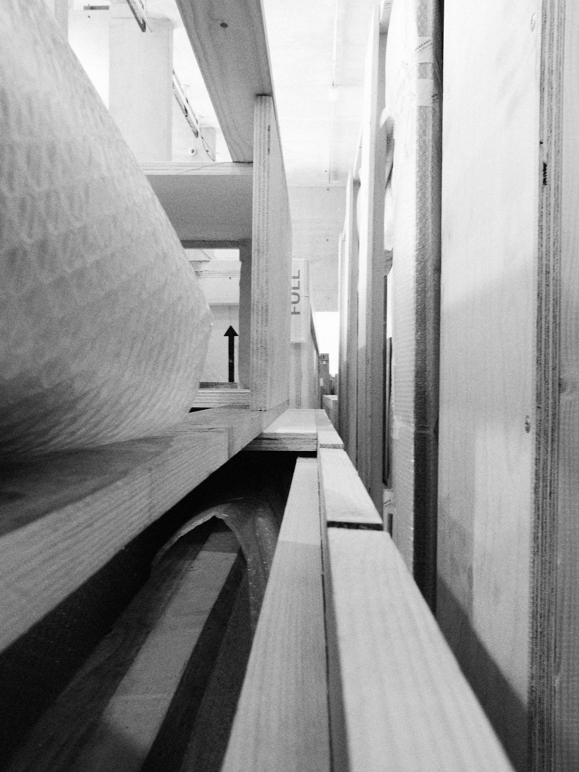 Boxes containing parts of period rooms. Photo Johannes Schwartz 