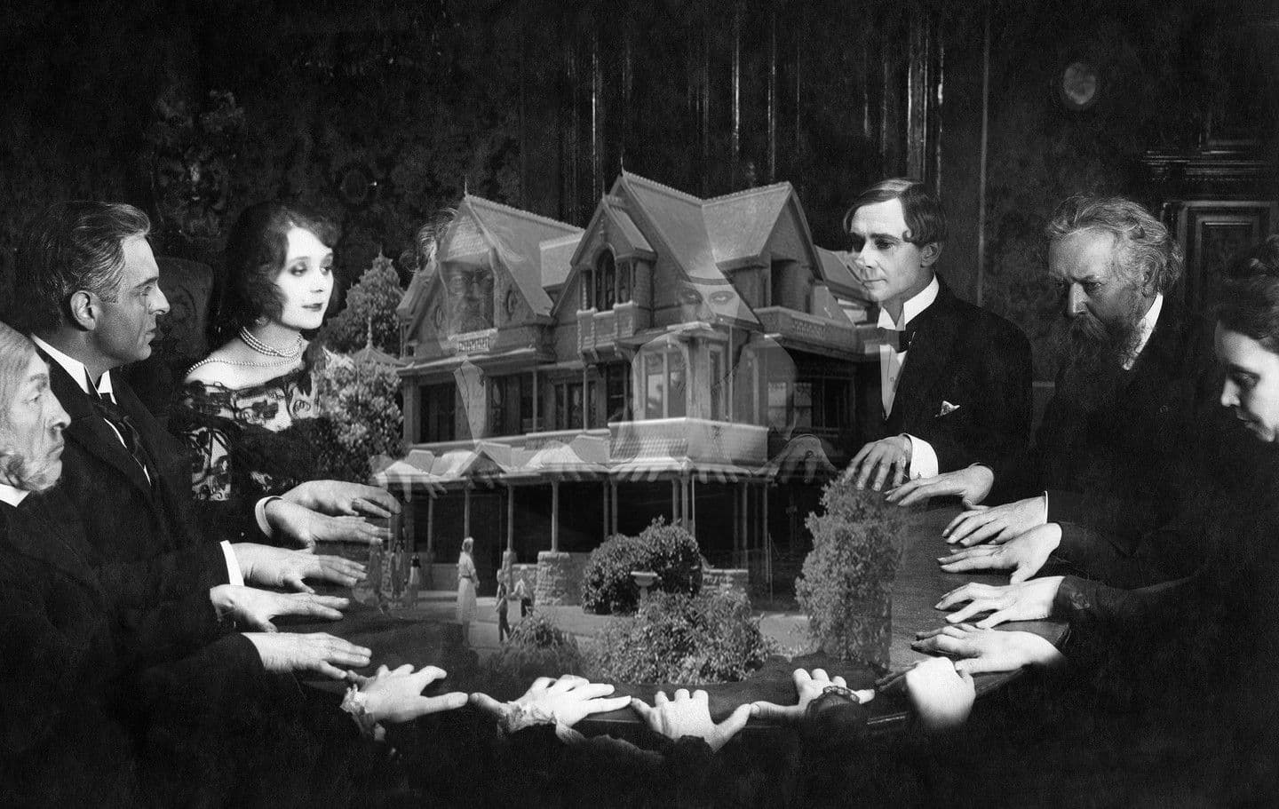 Conjuring the Winchester House. Collage by the author based on a frame from Fritz Lang’s Dr. Mabuse (1922)