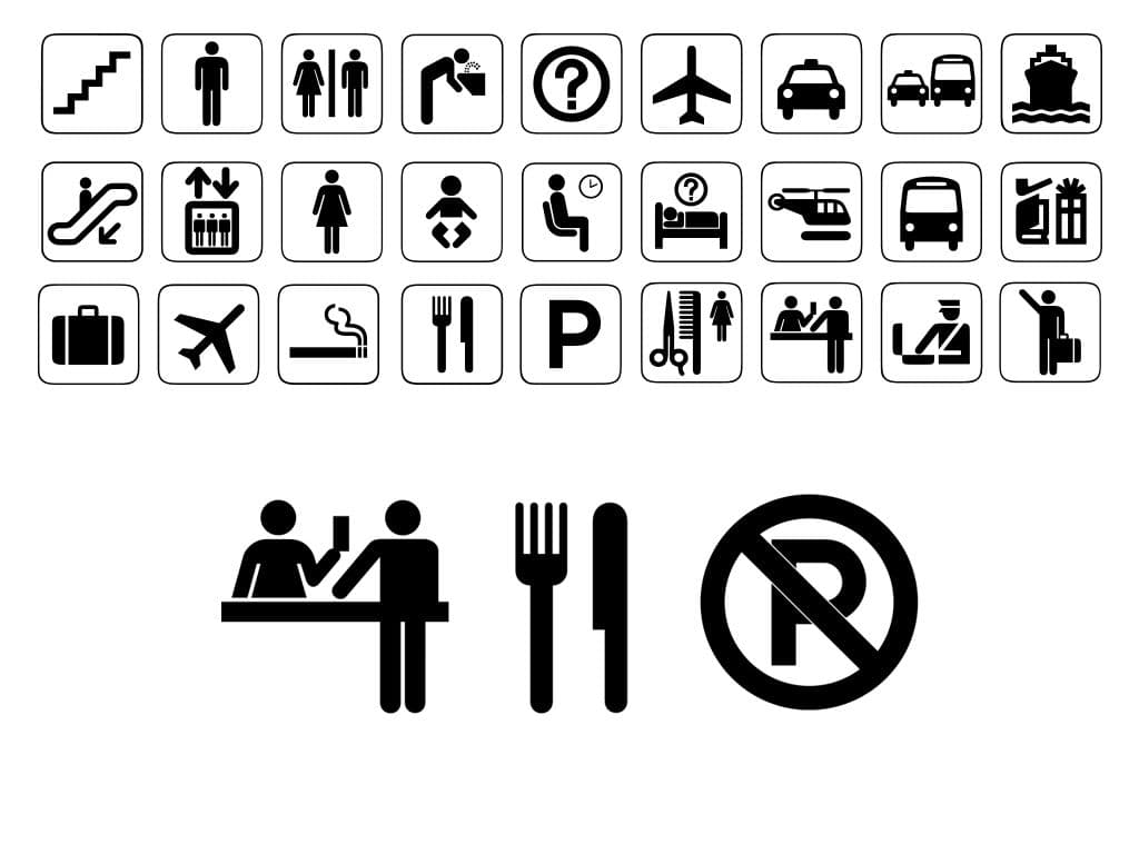 ISO 7001 icons. Design Roger Cook and Don Shanosky, 1974