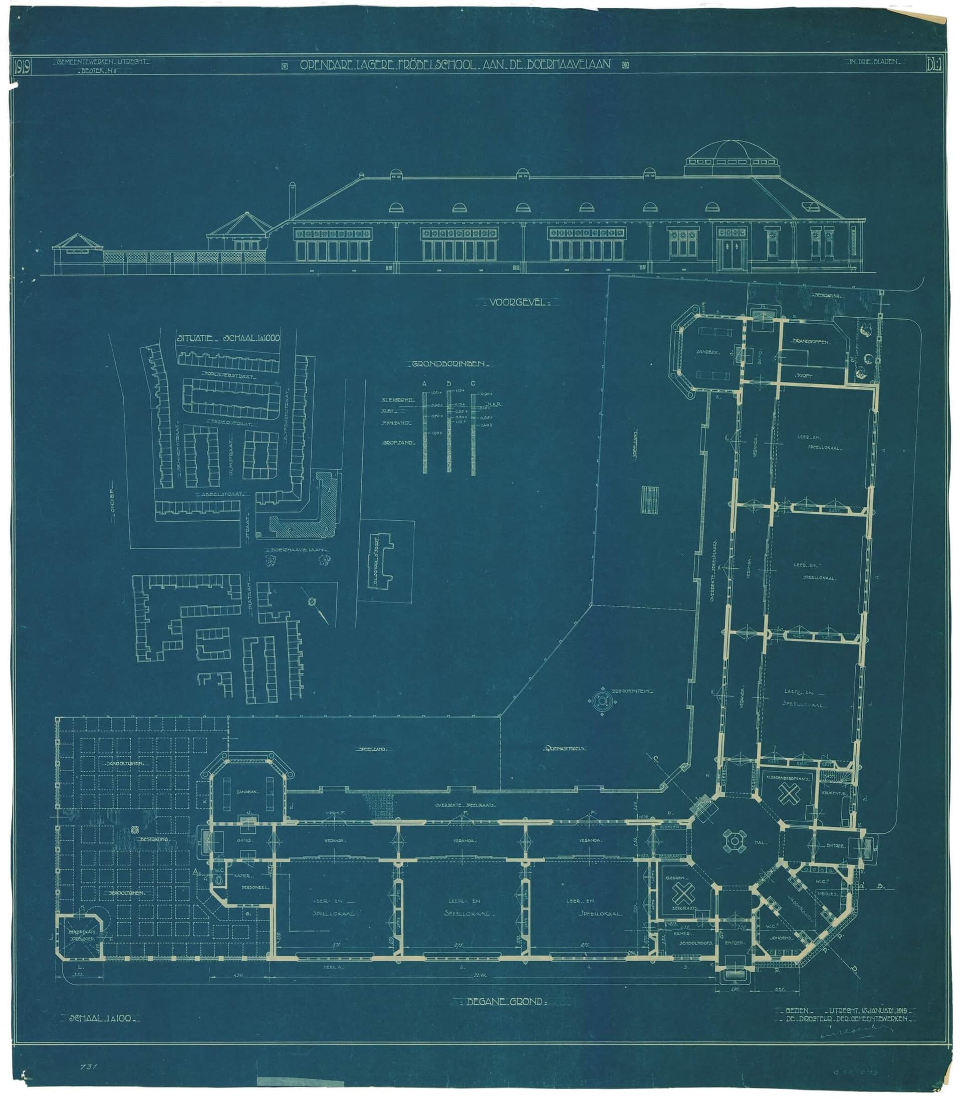 Bureau Cuypers. School in Utrecht, 1919. Collection Het Nieuwe Instituut, CUBA t1832-1  