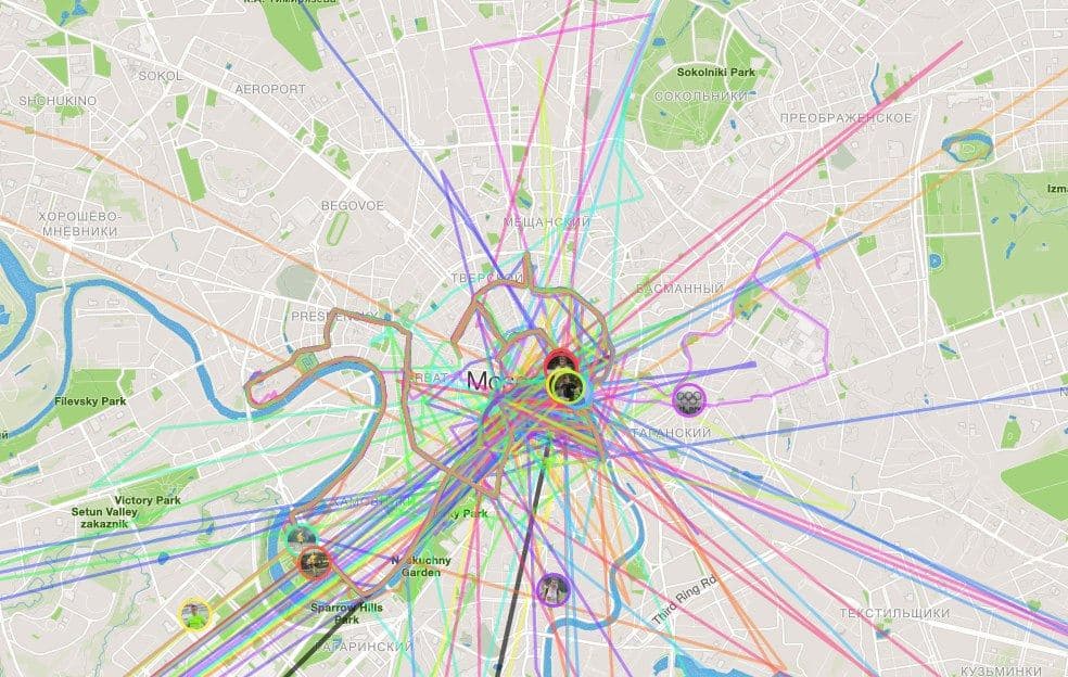 Example of the tension between the accidental and preconceived interface. Moscow Marathon 2016 disrupted by GPS spoofing. Source: Aleksey Khit 