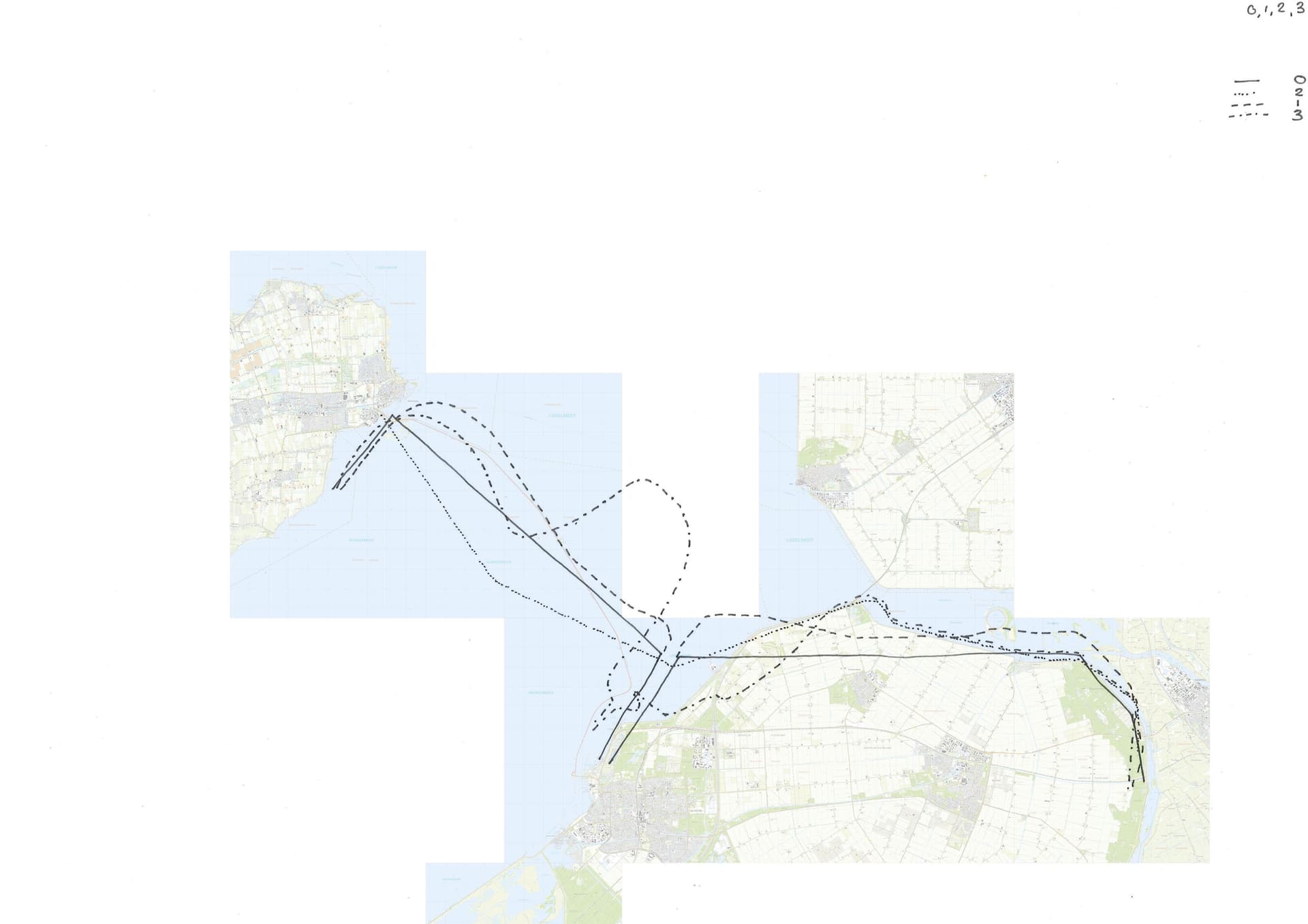  Choreografie van dansende dijken. Alle draaiingen en pirouettes die in de loop van veertig jaar voor de Houtribdijk zijn ontworpen. 