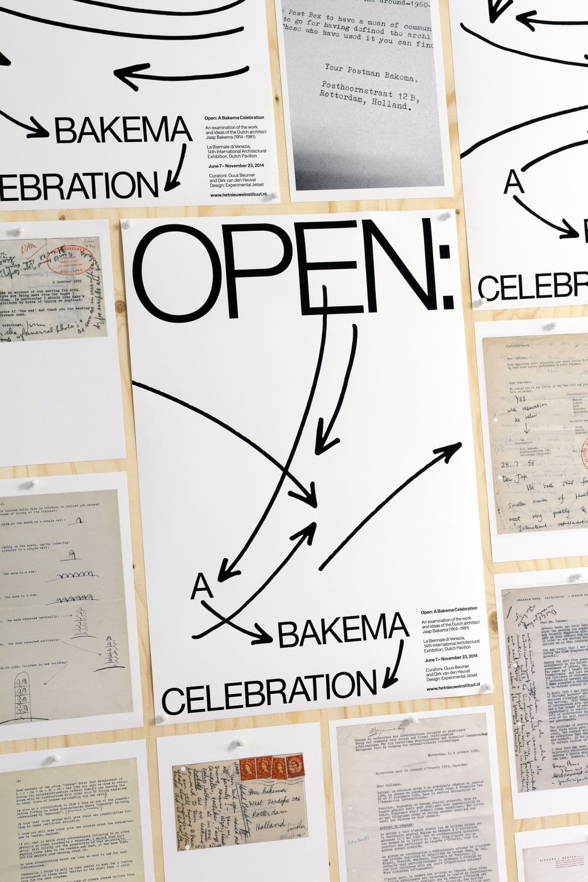 Preliminary sketches, related to the graphic design and exhibition design of 'Open: A Bakema Celebration', 2014,  Experimental Jetset