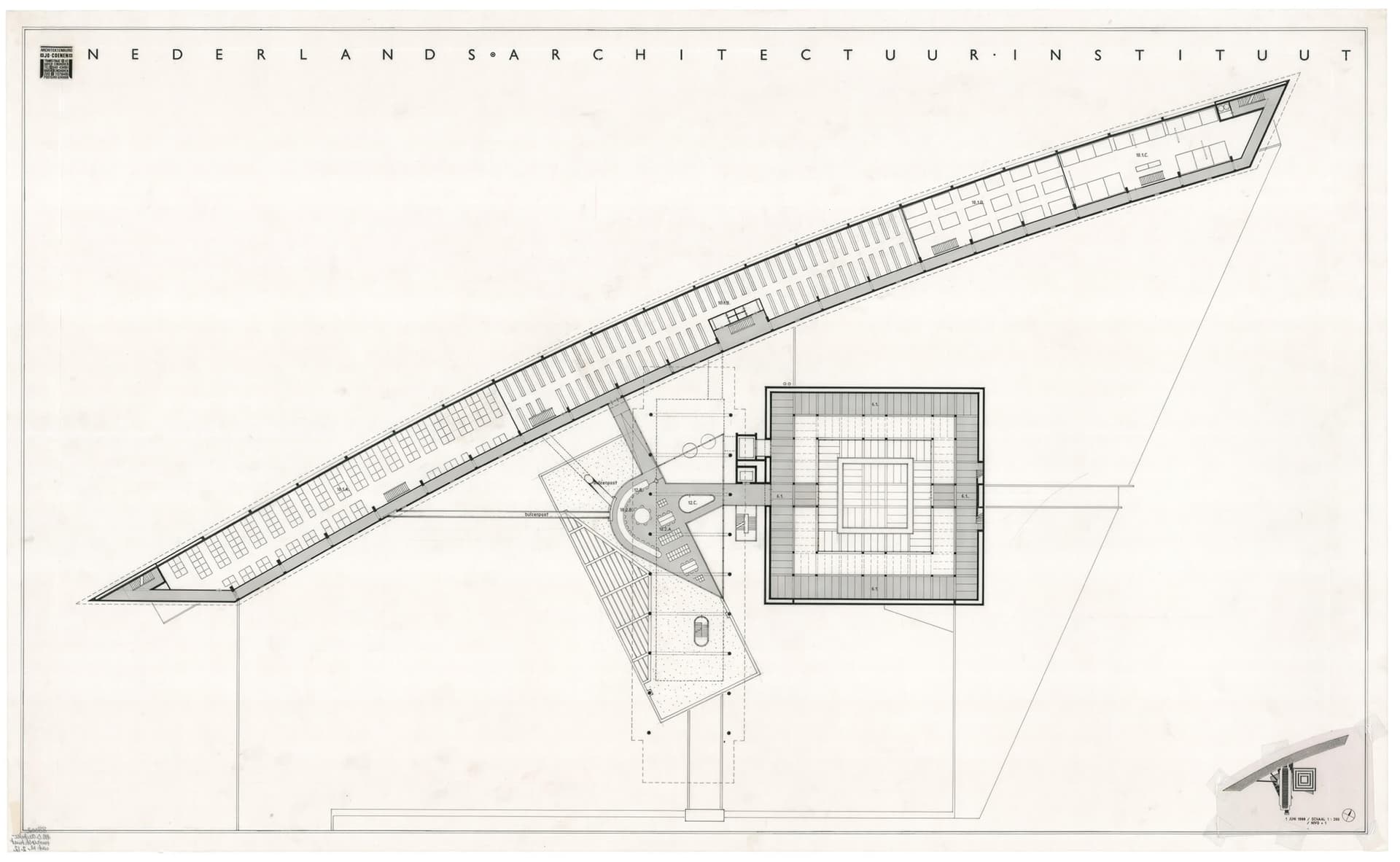 Jo Coenen. Prijsvraagontwerp voor het Nederlands Architectuurinstituut. Collectie Het Nieuwe Instituut, MOAI 2.12 