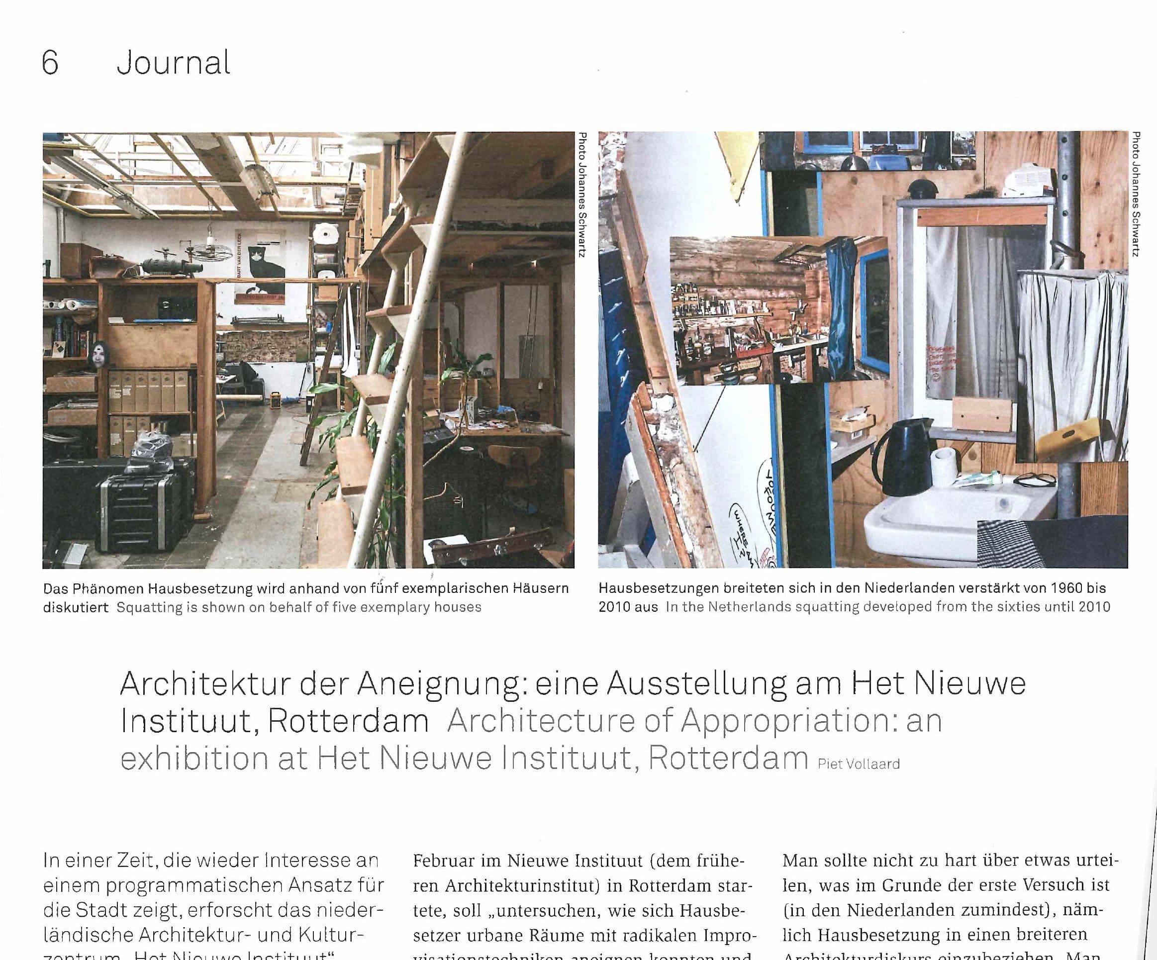  Architektur Aktuell about Architecture of Appropriation, June 2017 