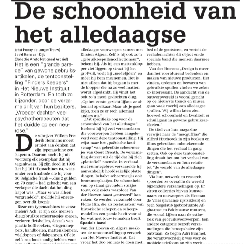 Finders Keepers in Reformatorisch Dagblad, 23 September 2017