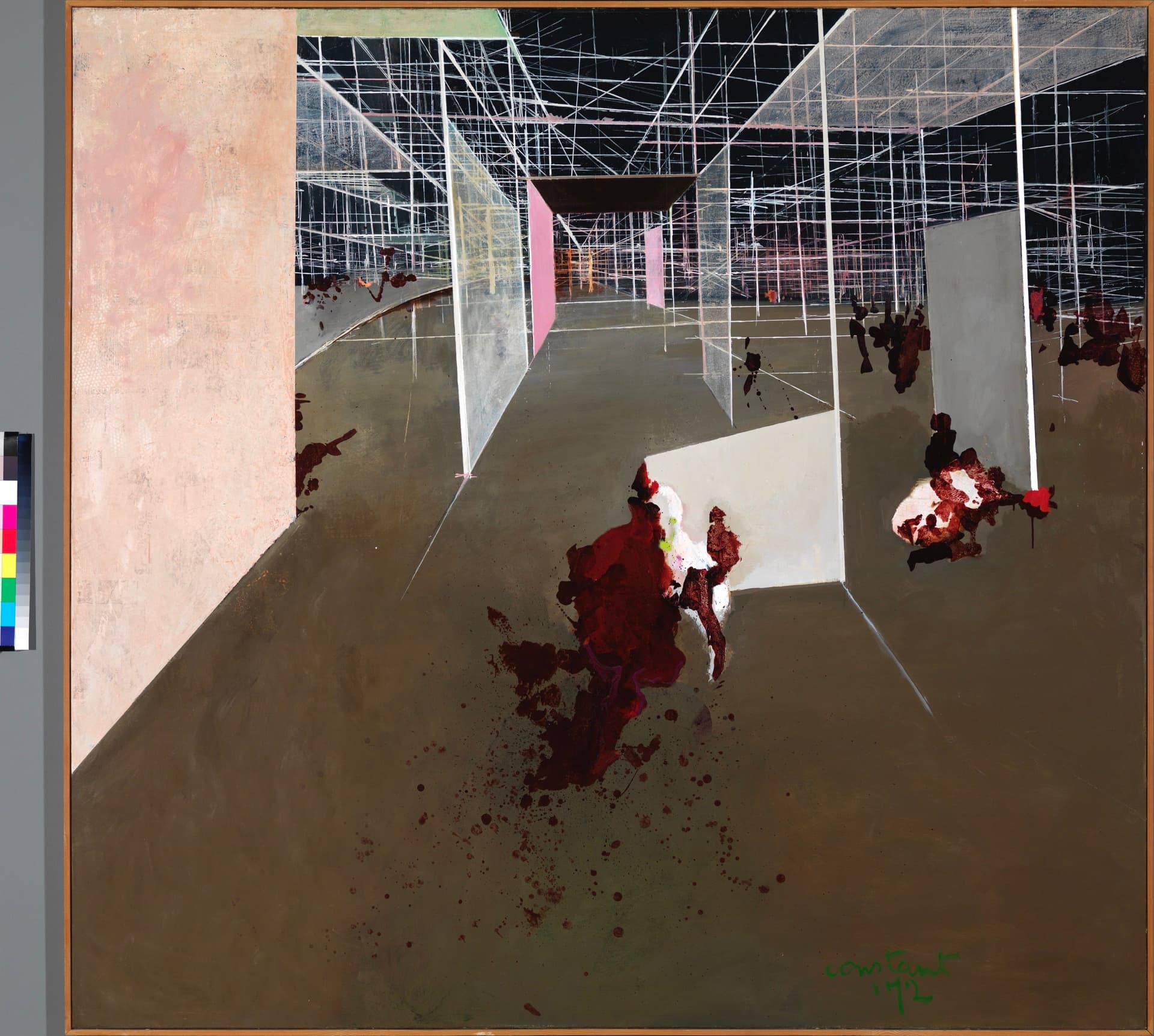 Entrée du Labyrinthe, 1972. Constant (1920 - 2005). Olieverf op doek. 165,1 x 175,2 cm. Foto: Tom Haartsen. Gemeentemuseum Den Haag
©Constant / Fondation Constant c/o Pictoright Amsterdam 2017 