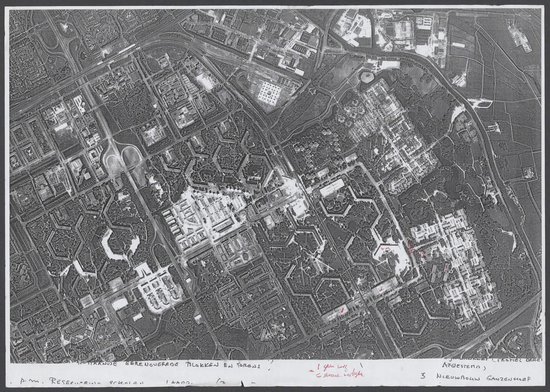 Siegfried Nassuth, Aerial view of Bijlmer landscaping, Amsterdam, undated, photographer unidentified. Collection Het Nieuwe Instituut, Siegfried Nassuth archive.