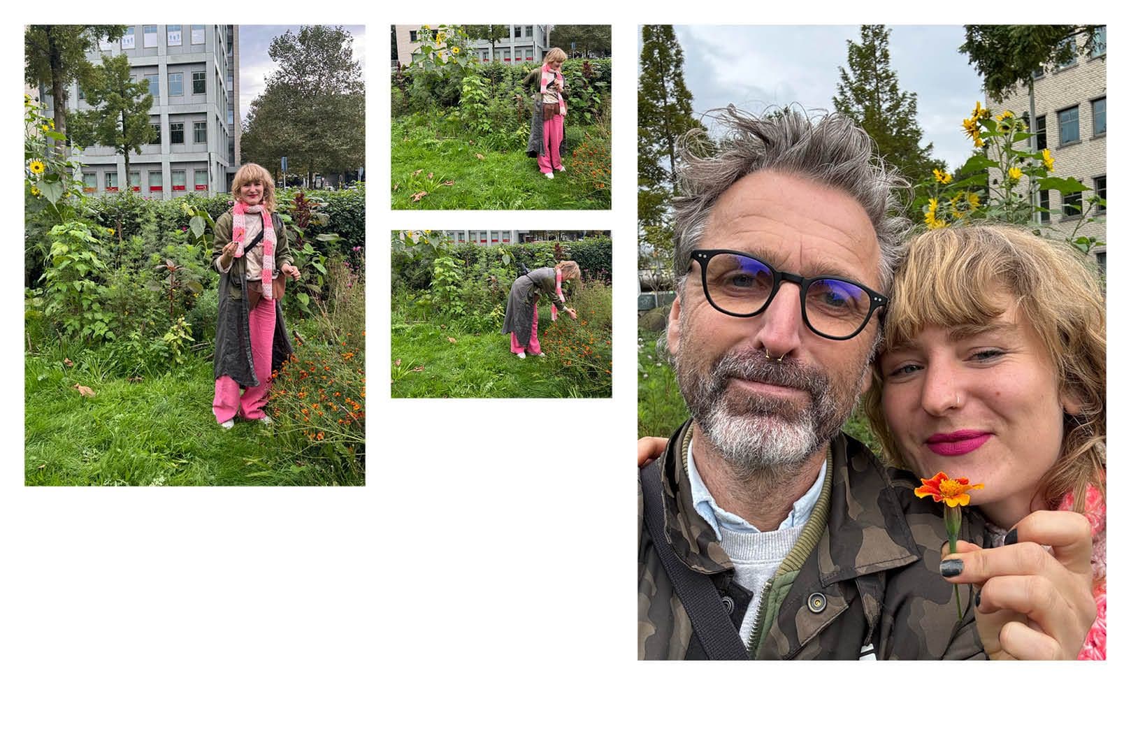 Photo collage of pictures of a person in a garden and a portrait selfie. Montage: Erik Wong