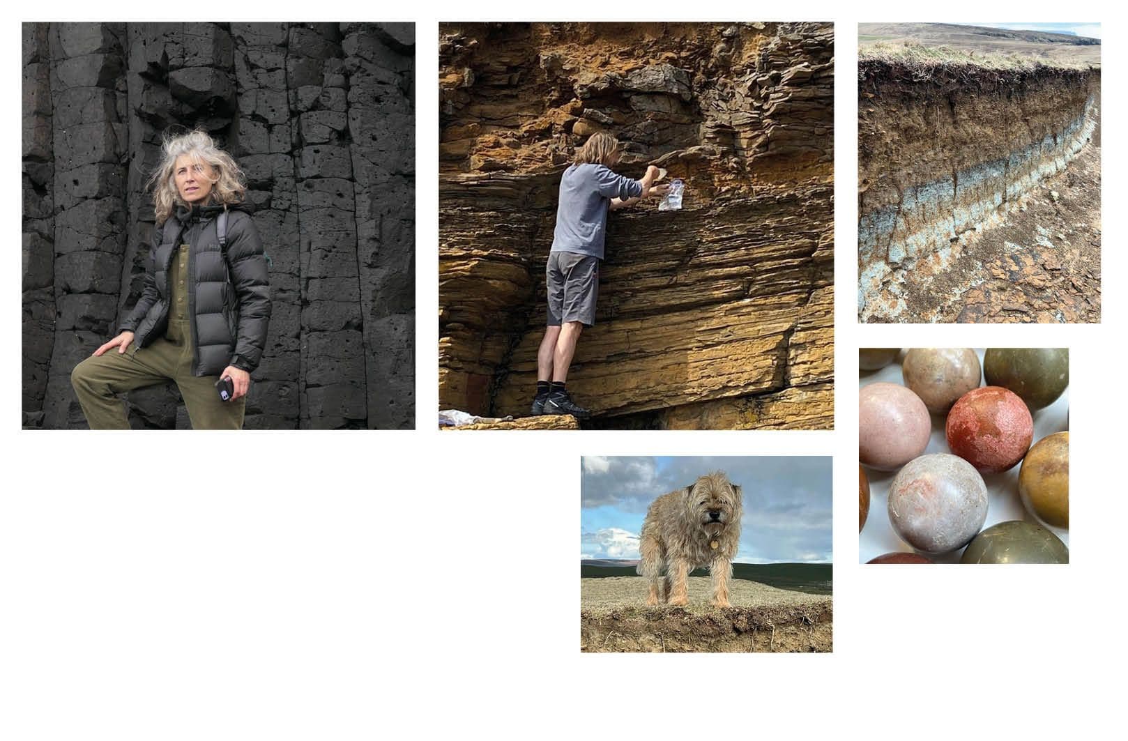 Photo collage of people, clay subsoils, a dog, and subsoil substrates. Montage by: Erik Wong.