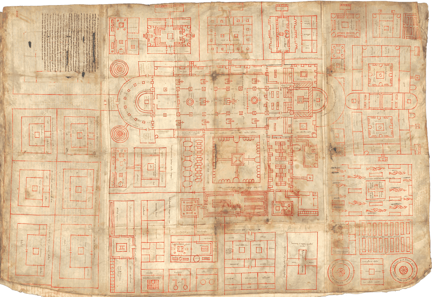 Plan of Benedectine Monastery, known as the Plan of St. Gall, ca. 830. 