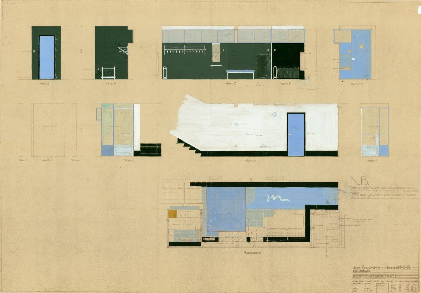 Interior design of the hall. Collection Nieuwe Instituut. BROX 93t1 