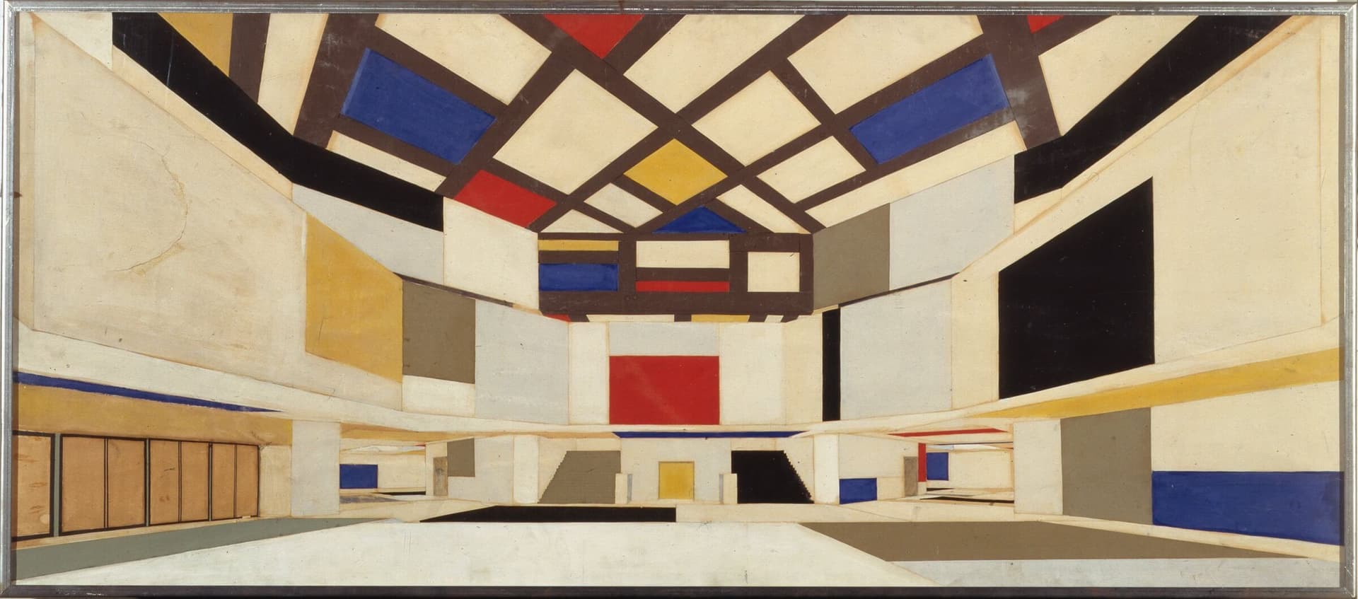 C. Van Eesteren. Universiteitshal Amsterdam, 1923. Kleurontwerp van Th. van Doesburg. Collectie Het Nieuwe Instituut, EEST 3.168  