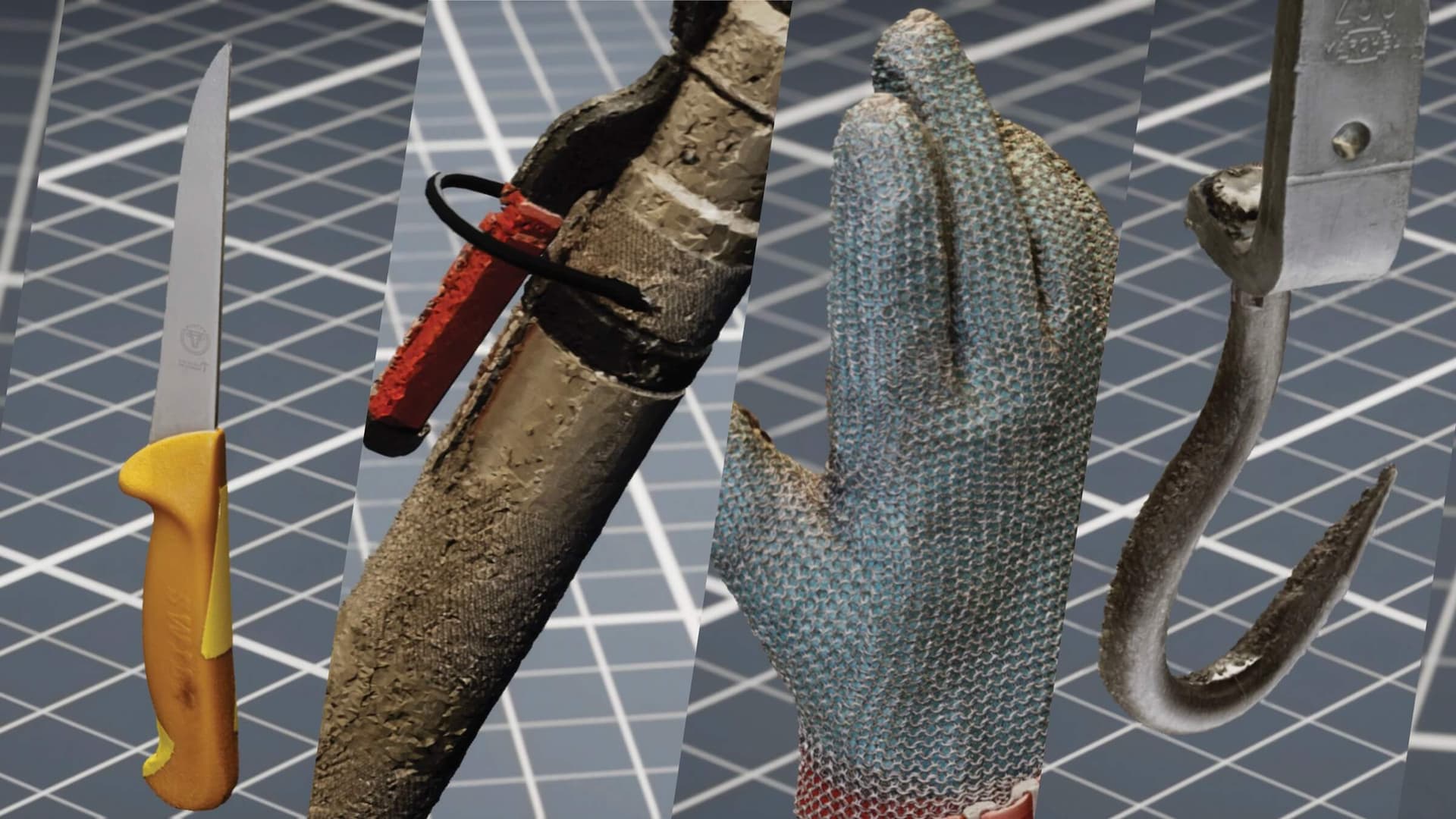 Composite of 3D scanned butcher tools. Image by Juan Arturo García. 