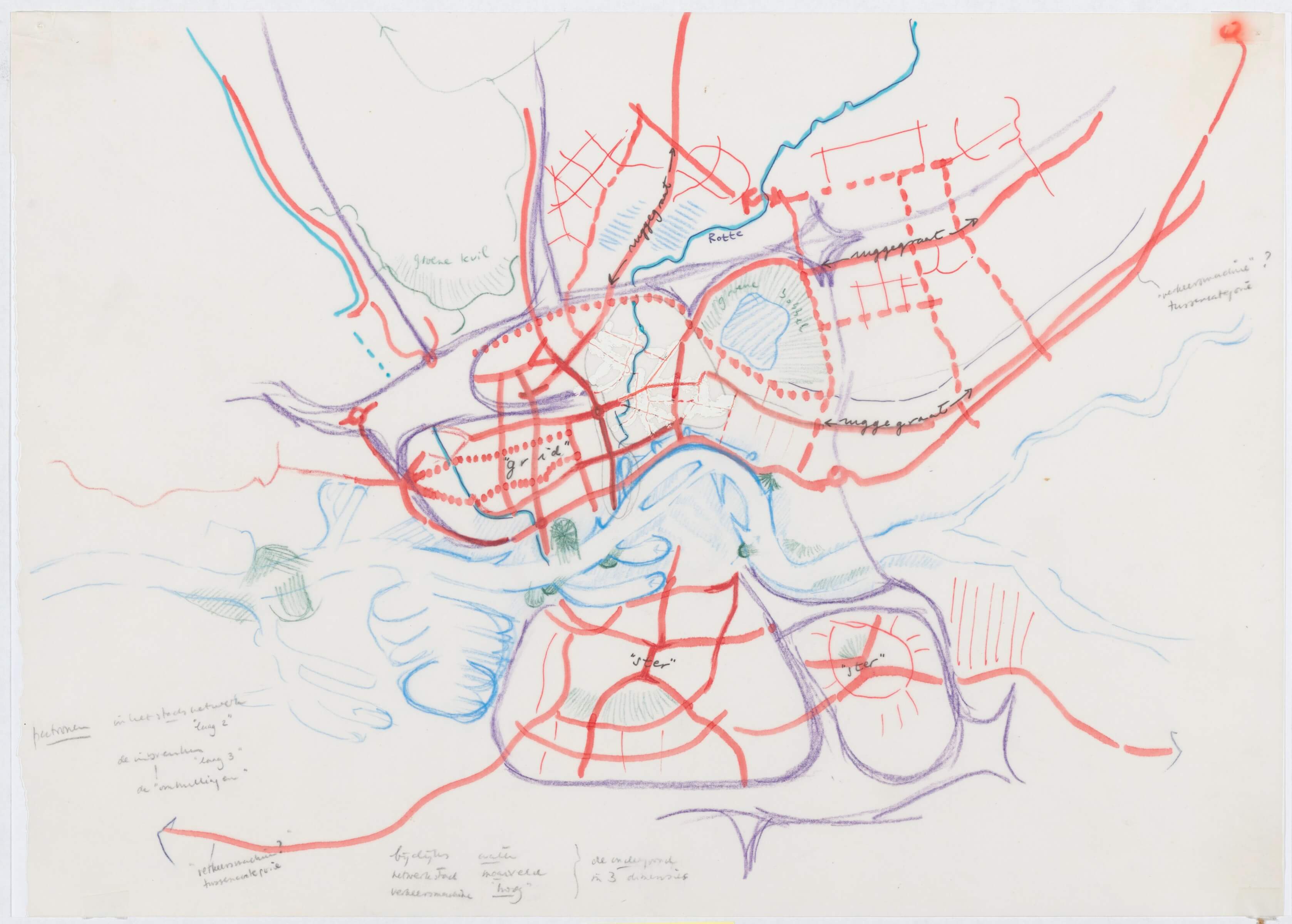 Frits Palmboom. Rotterdam, Urbanised Landscape: Study of morphological patterns in Rotterdam, 1985. On loan from Frits Palmboom.