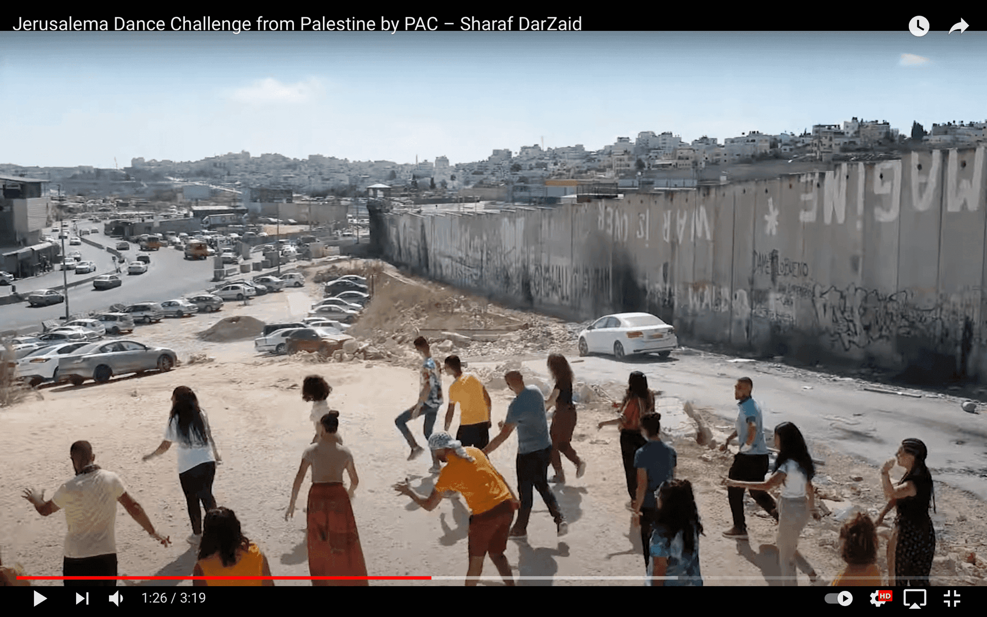 Still from Jerusalema Dance Challenge from Palestine by PAC by Sharaf DarZaid 