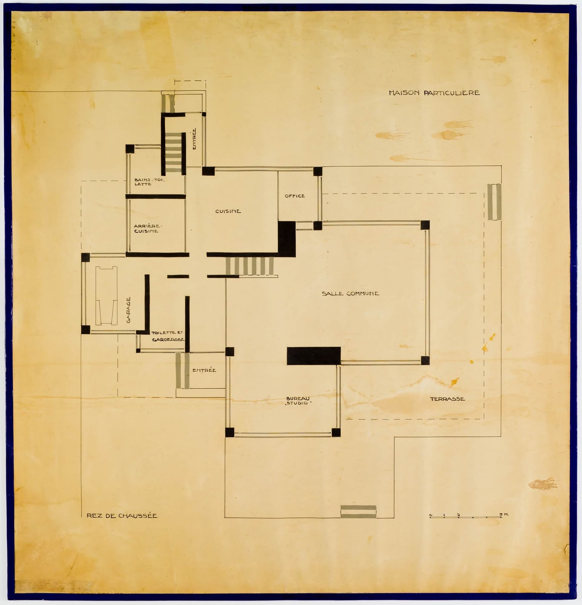 Theo van Doesburg. Design for ground floor, Maison Particulière 1923. Graphite and India ink on machined vellum. Collection Het Nieuwe Instituut, DOES 030. 