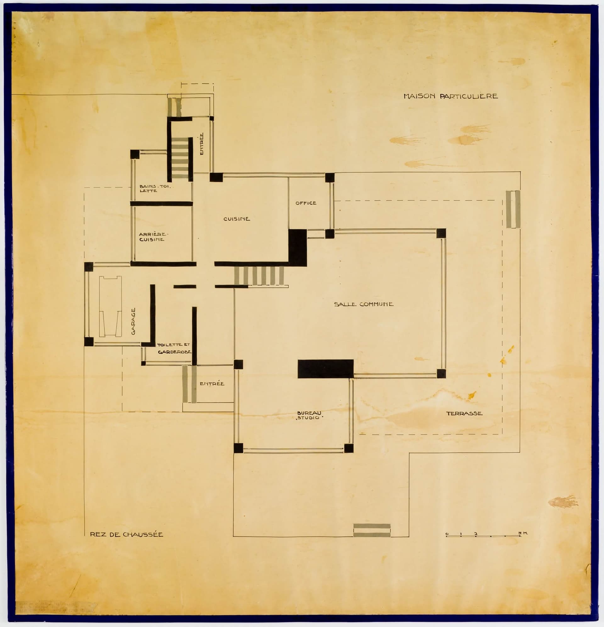 Theo Van Doesburg. Ontwerp begane grond van Maison Particulière 1923. Grafiet en Oost-Indische inkt op machinaal velijn. Collectie Het Nieuwe Instituut, DOES 030. 