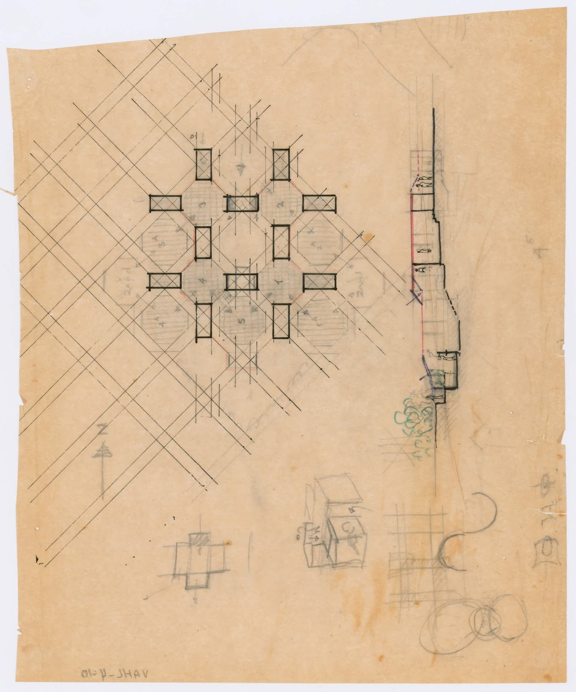 J. Váhl. Nijlpaardenhuis, Studieproject TH Delft, 1966. Collectie Het Nieuwe Instituut, VAHL 4-10  