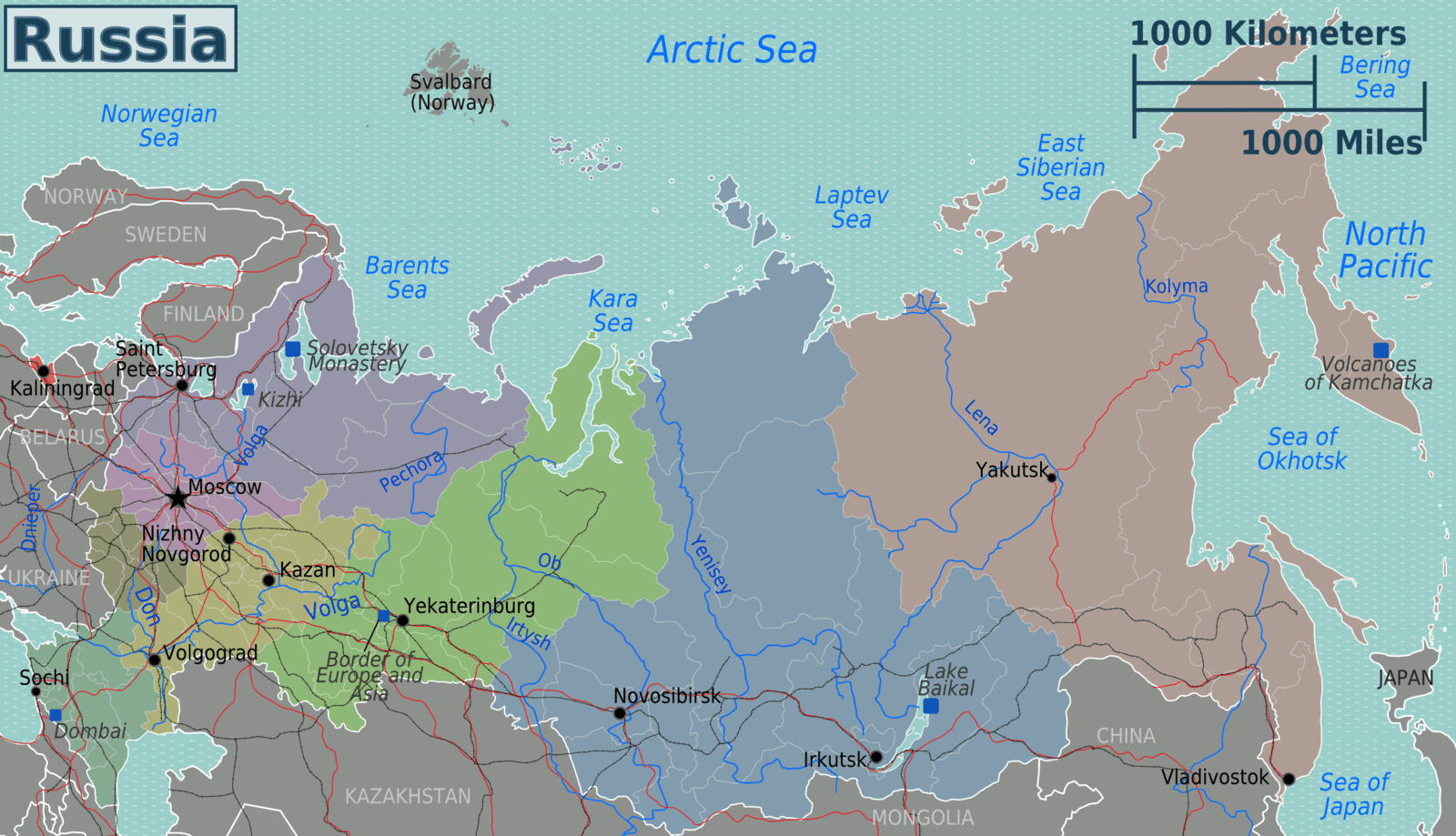 Regional map of Russia. 