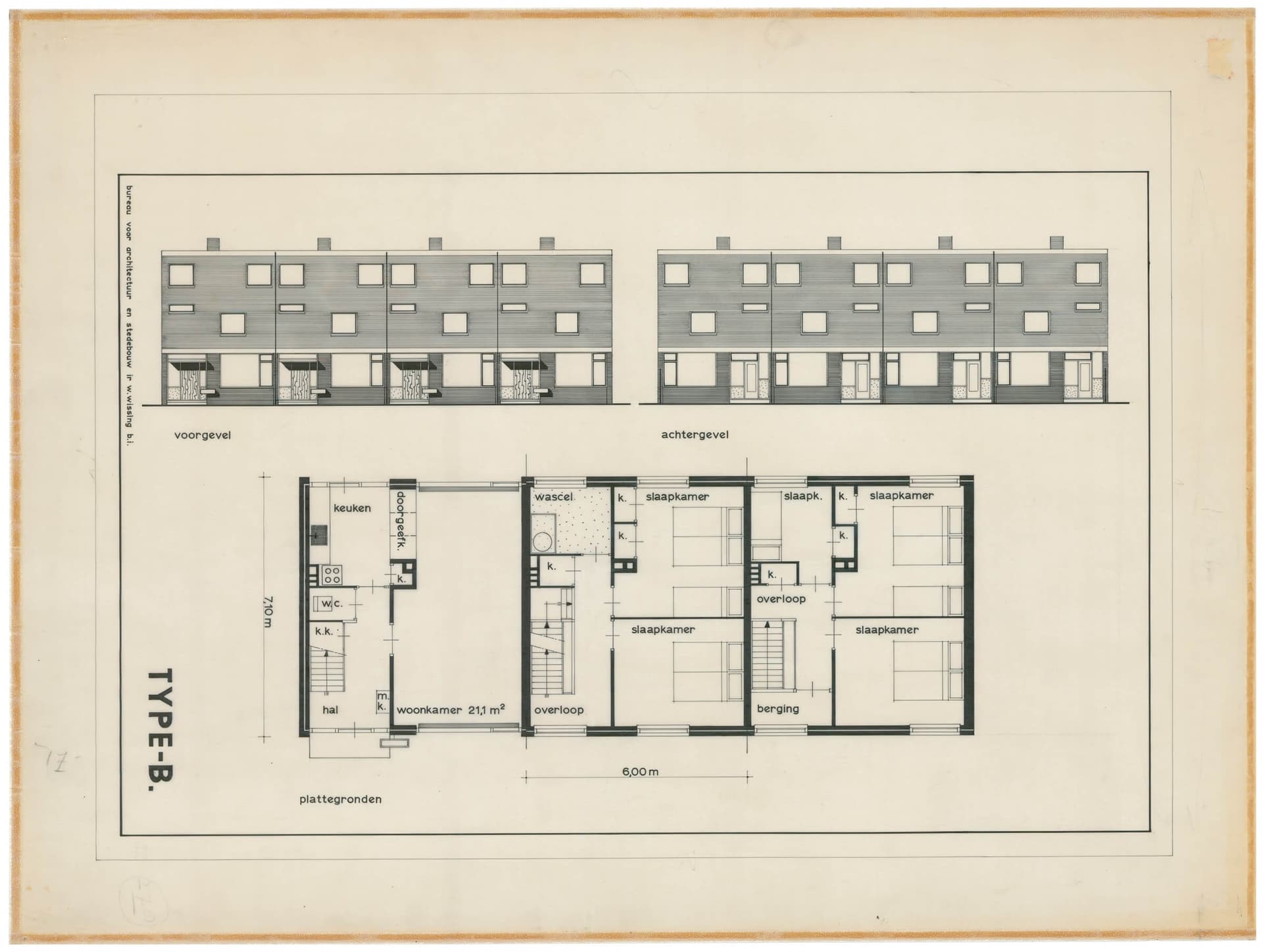 Willem Wissing, Standaardwoningen Patrimonium in het uitbreidingsplan Noord II, Barendrecht, circa 1962. Collectie Het Nieuwe Instituut. Archief Willem Wissing, WISSr101 