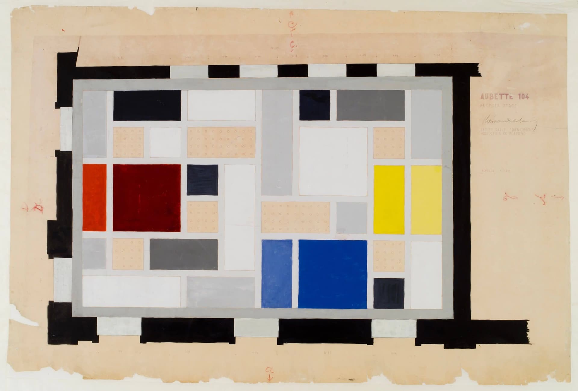 Theo van Doesburg. Café Aubette, final colour design for the ceiling of the Grand Hall, 1927. Collection Het Nieuwe Instituut, donation Van Moorsel, DOES ab5168.  