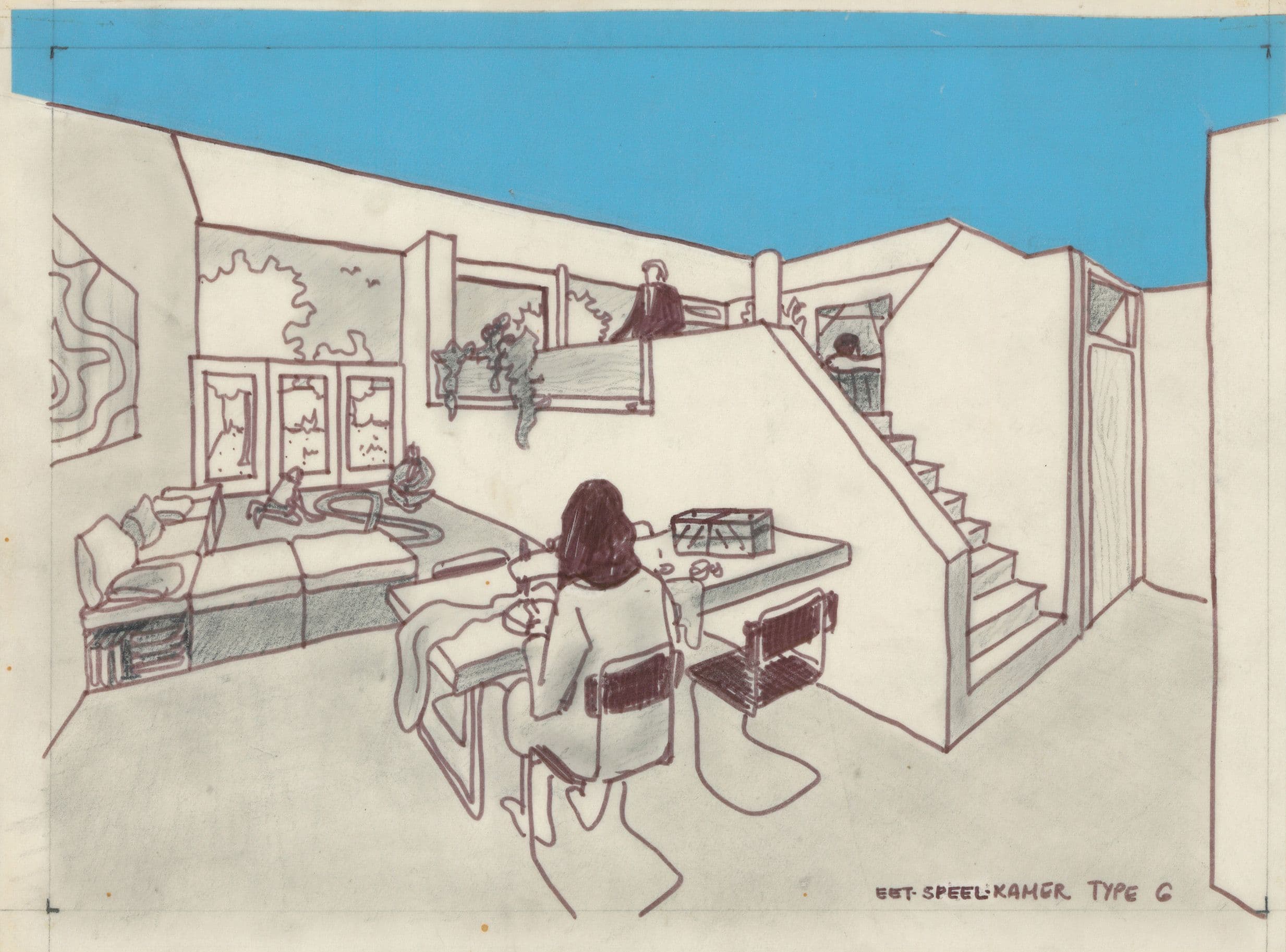 Van den Broek en Bakema. Interieur woning. Woningbouw 't Hool, Eindhoven, 1961-1972. Collectie Nieuwe Instituut, archief BROX 1307t9