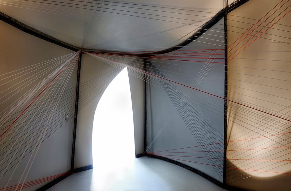  Site-specific installation, SNAP! Purring Chamber by E.V. Day. Photograph by Andy Romer Photography (2013), courtesy of the Glass House, National Trust for Historic Preservation. 