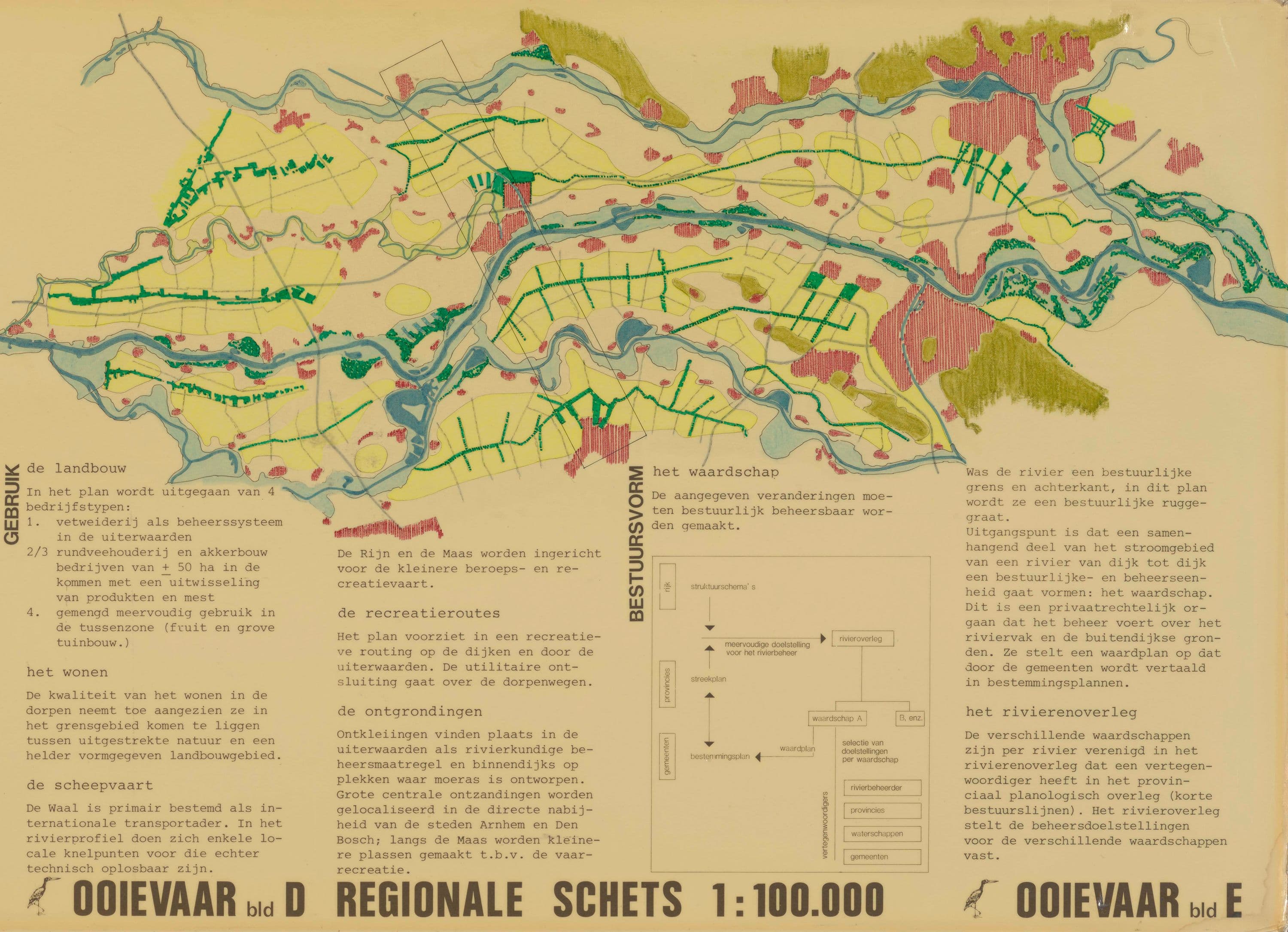 Dick de Bruin, Dick Hamhuis, Lodewijk van Nieuwenhuijze, Willem Overmars, Dirk Sijmons, Frans Vera, Plan Ooievaar. Winnaar 1e Eo Wijersprijsvraag, 1985. Collectie Nieuwe Instituut, archief OOIE p2.