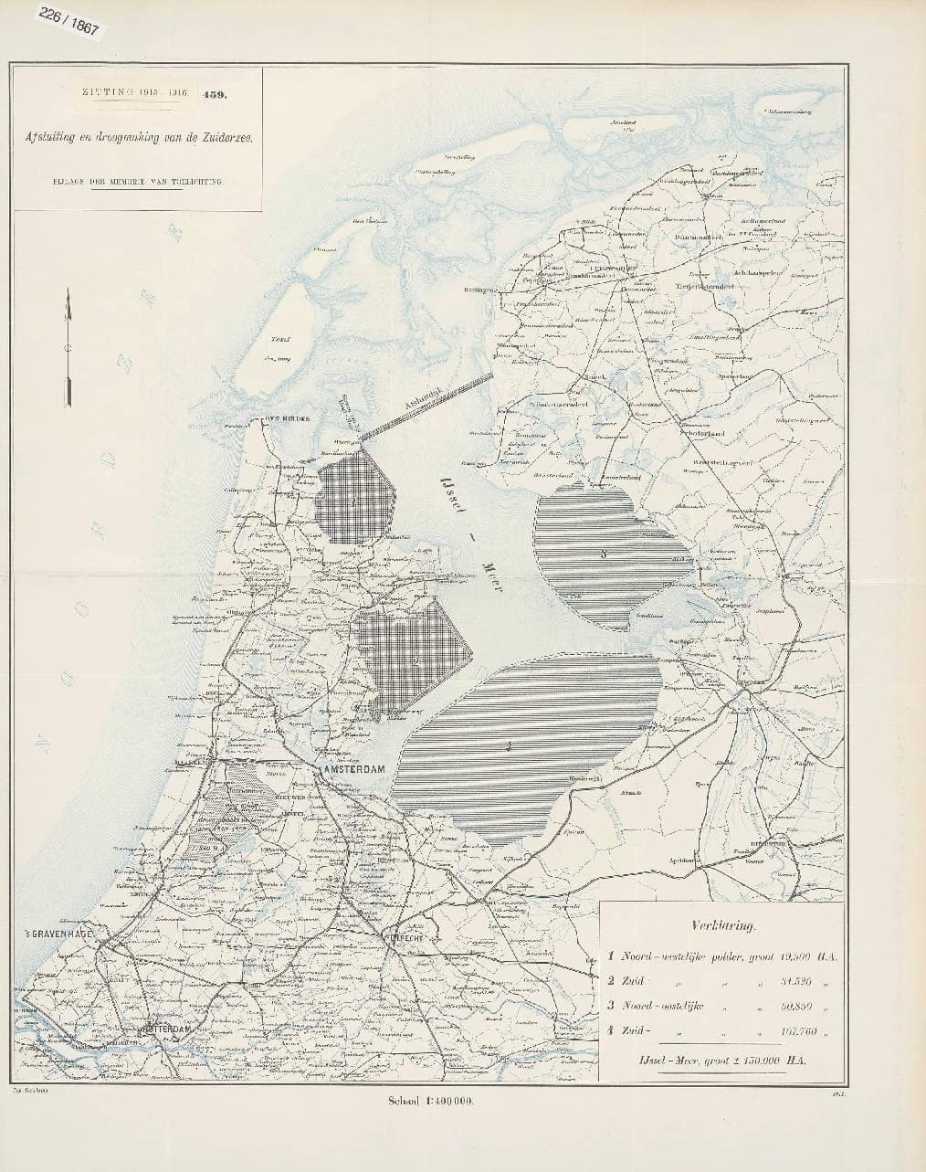 Het plan van ingenieur Lely voor uitgebreide Zuiderzeewerken uit 1916 