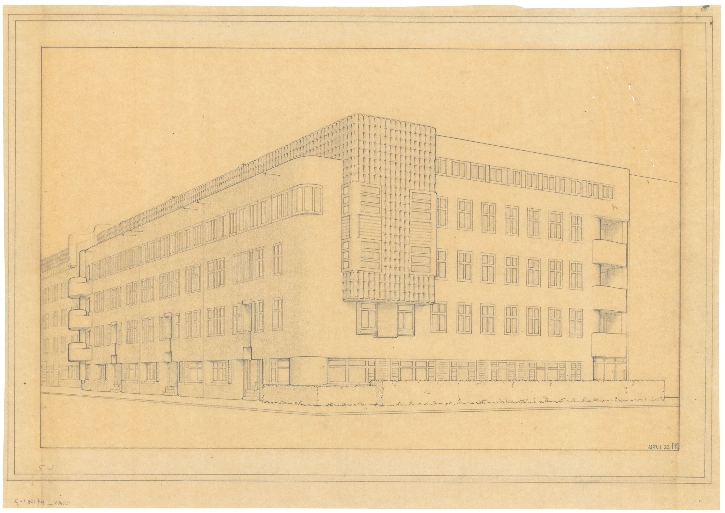 Margaret Kropholler. Studies and façade sketches for a housing development on the Amsteldijk, Amsterdam South, 1921. Collection Nieuwe Instituut, STAXpf100.1-7. 