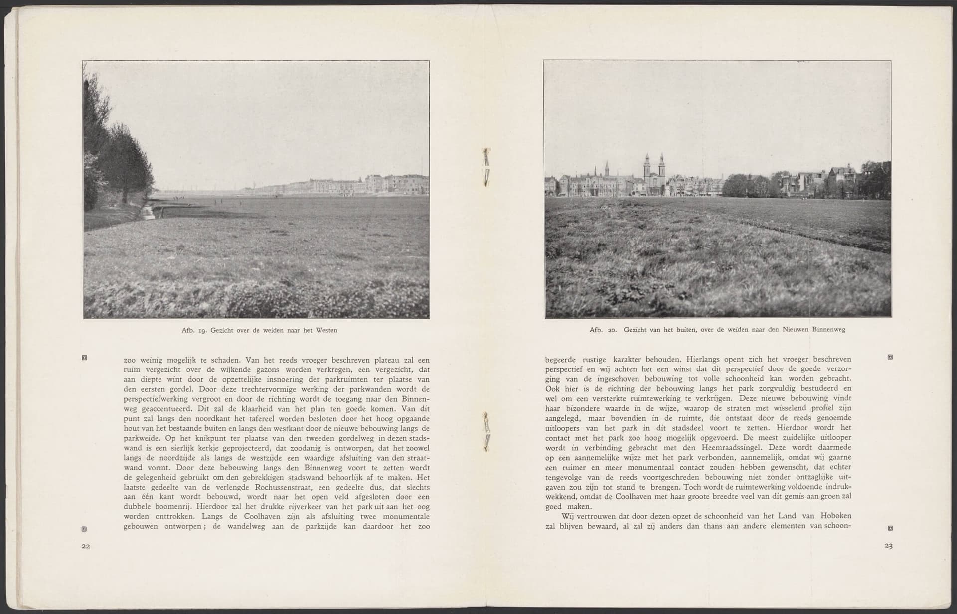 W.G. Witteveen, Het uitbreidingsplan voor het Land van Hoboken, Rotterdam, 1927, p. 22-23. Collectie Het Nieuwe Instituut, NIROV bibliotheek, 49.183 