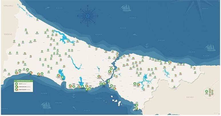 ​​Map of the city's sewage plants. Image courtesy of İstanbul Water and Sewerage Administration. 