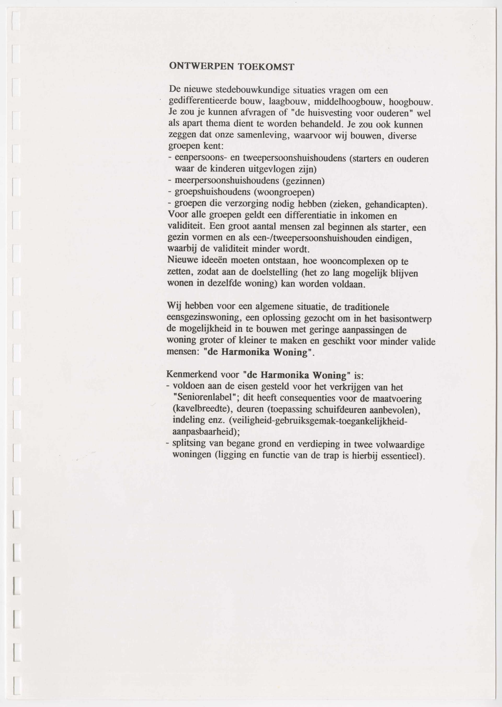  Architekten Kollektief Heijdenrijk, VAT COMBI woning / Woonvoorzieningen voor apart, tesamen en in combinaties, Amersfoort, ca. 1991. Opdrachtgever: Woningcorporatie SCW. Collectie Het Nieuwe Instituut, AKHA d289-1
