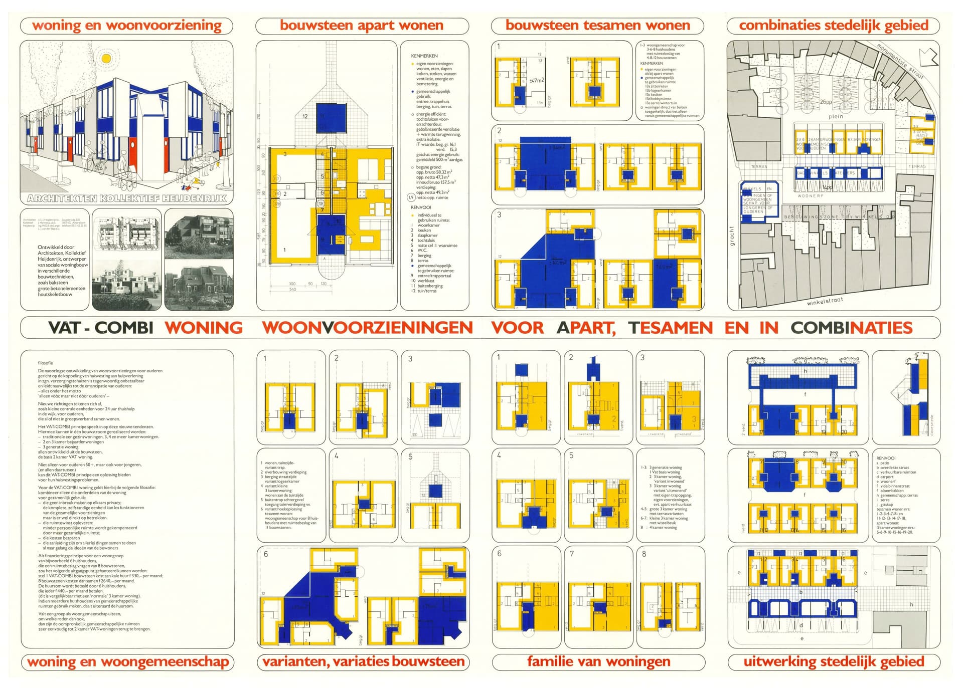  Architekten Kollektief Heijdenrijk, VAT COMBI woning / Woonvoorzieningen voor apart, tesamen en in combinaties, Amersfoort, ca. 1991. Opdrachtgever: Woningcorporatie SCW. Collectie Het Nieuwe Instituut, AKHA t316-1