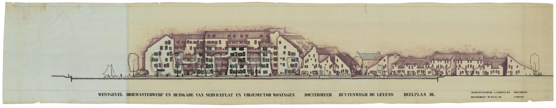  A. Alberts, Serviceflat en vrije sector woningen, Zoetermeer (Buytenwegh De Leyens), ca. 1980. Opdrachtgever: Stichting Woonhaghe, Zoetermeer. Collectie Het Nieuwe Instituut, ALHU 245