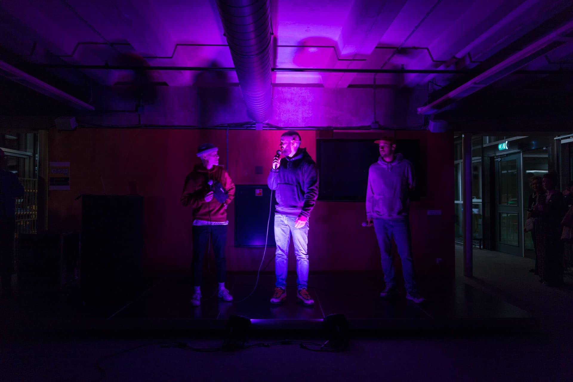 Khalid Amakran, Derek Otte & Saïd Kinos during the Thursday Night Workshop, Het Nieuwe Instituut. Photographer Marwan Magroun. 