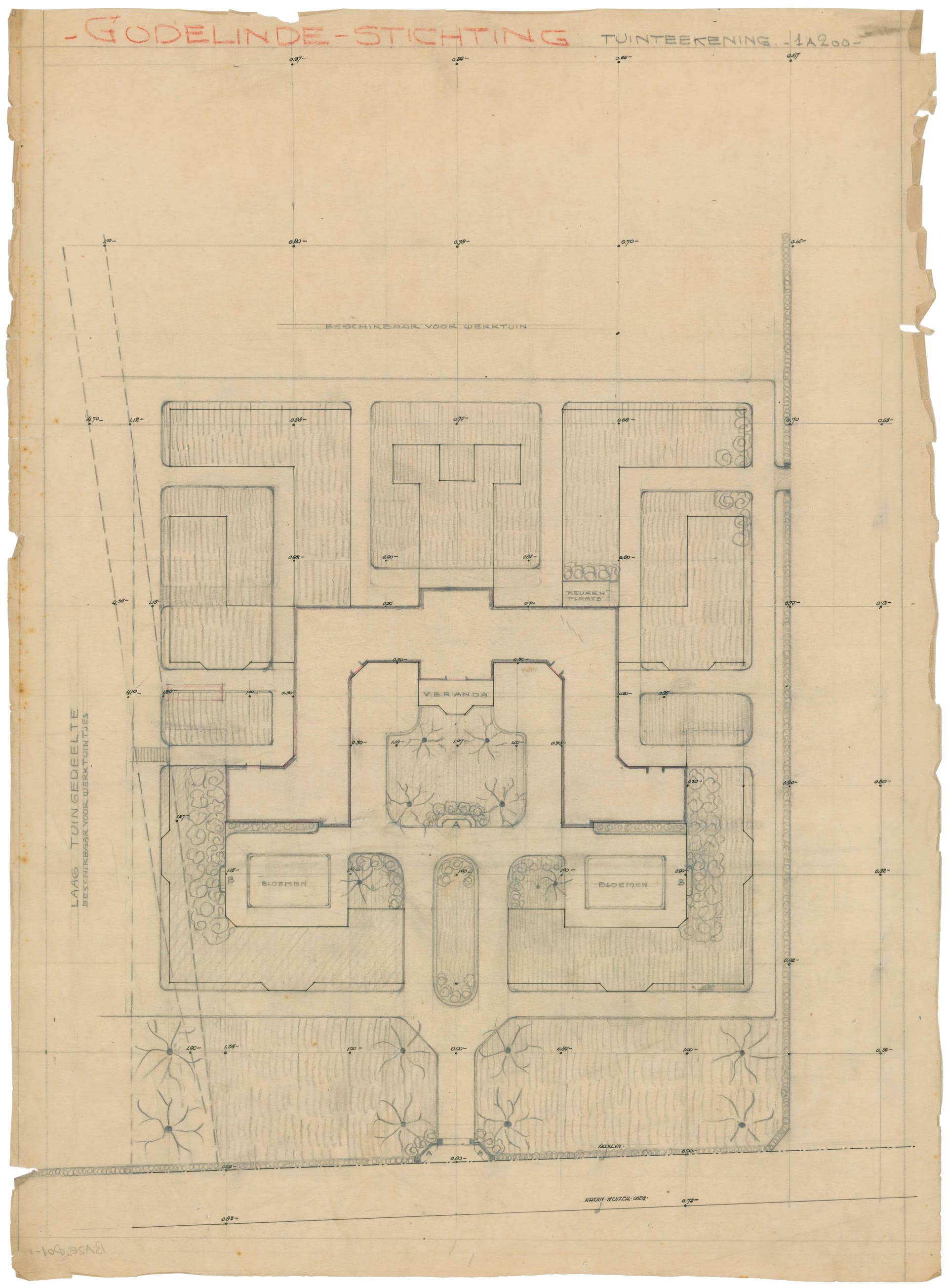 K.P.C. de Bazel, Garden design for a care home for the elderly, Bussum, 1919. Client: Godelinde-Stichting. Collection Het Nieuwe Instituut, BAZE 801-1 