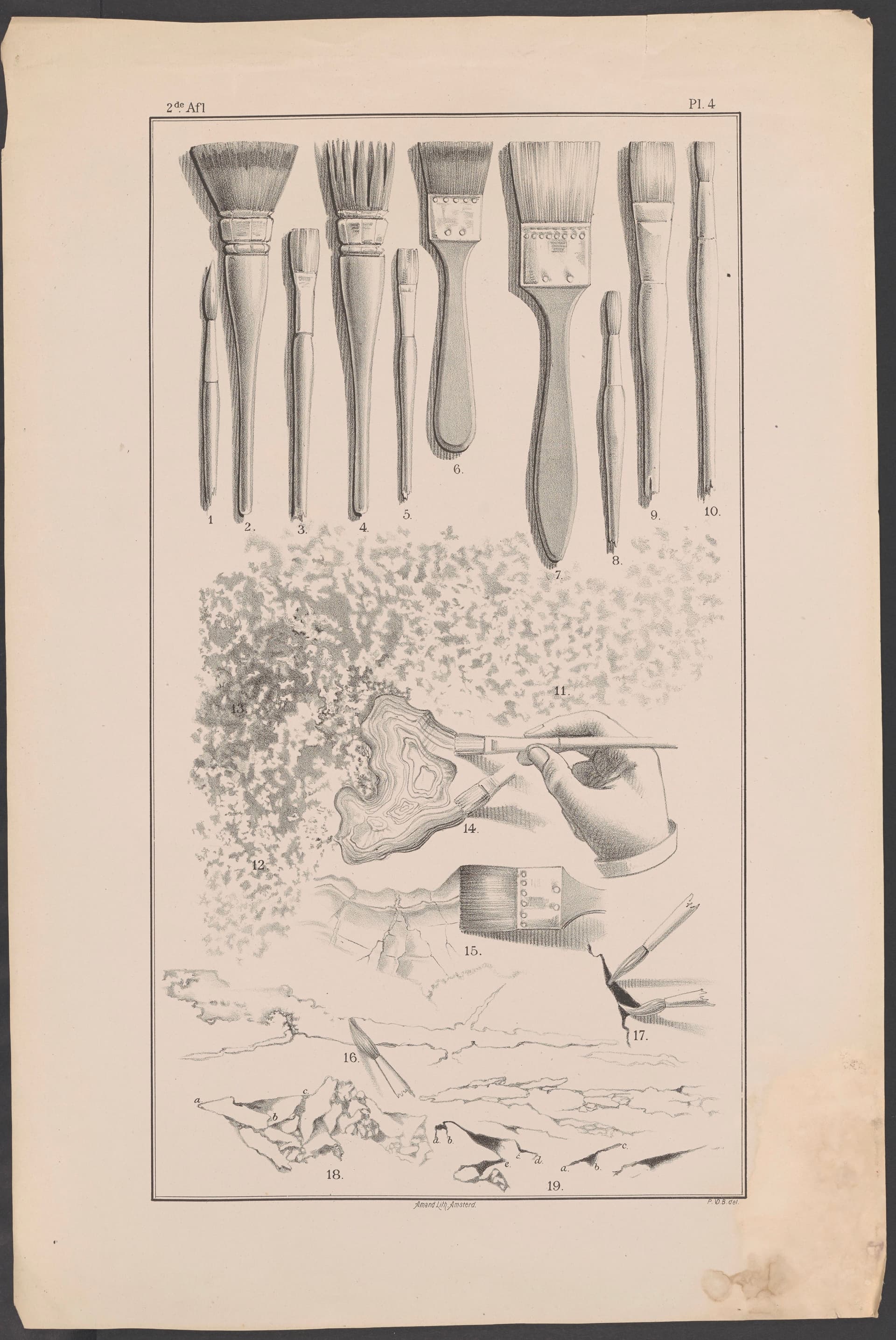  Examples in colour print produced by the Koninklijke Stoomsteendrukkerij Amand Amsterdam, by gebr. A.R. & P. van der Burg. Publisher Bazendijk Rotterdam 1876. 12 afl. (36 bl.pl.) 