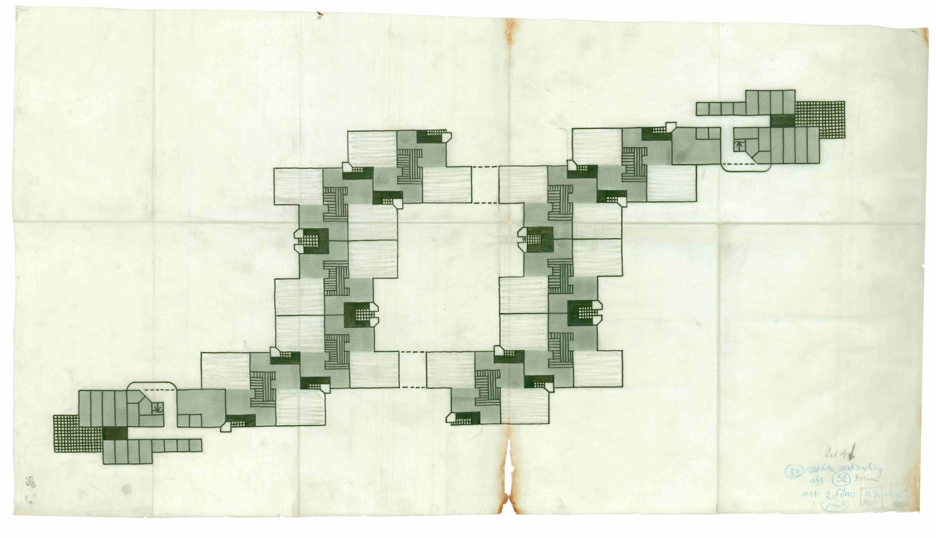  P. Blom. Stedenbouwkundige opdracht aan de Academie van Bouwkunst, Amsterdam. Docent: P. Kessler, 1960. Collectie Het Nieuwe Instituut, BLOM 4-6 