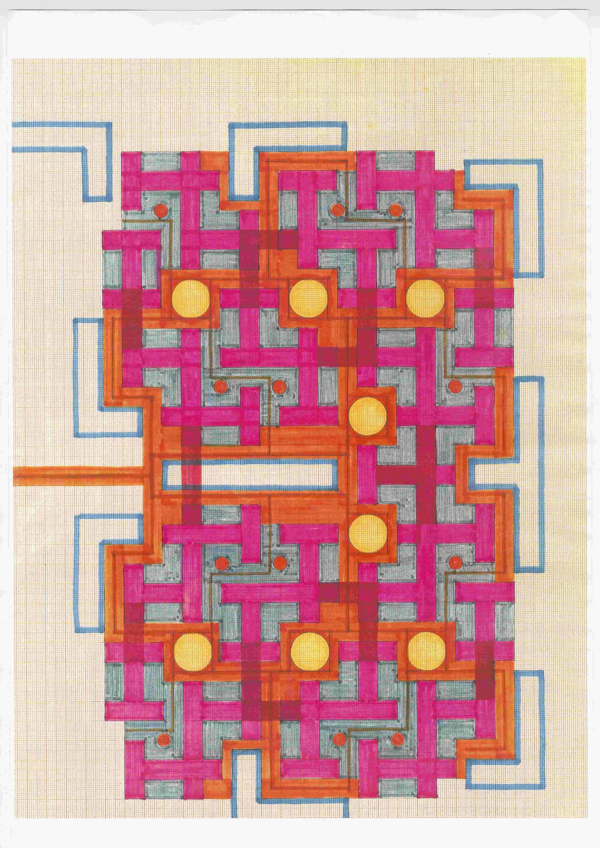  Gert Boon. Plan for the Merenwijk Housing Estate, Leiden, 1969-71. Collection Het Nieuwe Instituut, BOON t15-16. Boon often used graph paper as the basis of his designs. The grid provided structure and prevented him from ‘straying’ while c… 