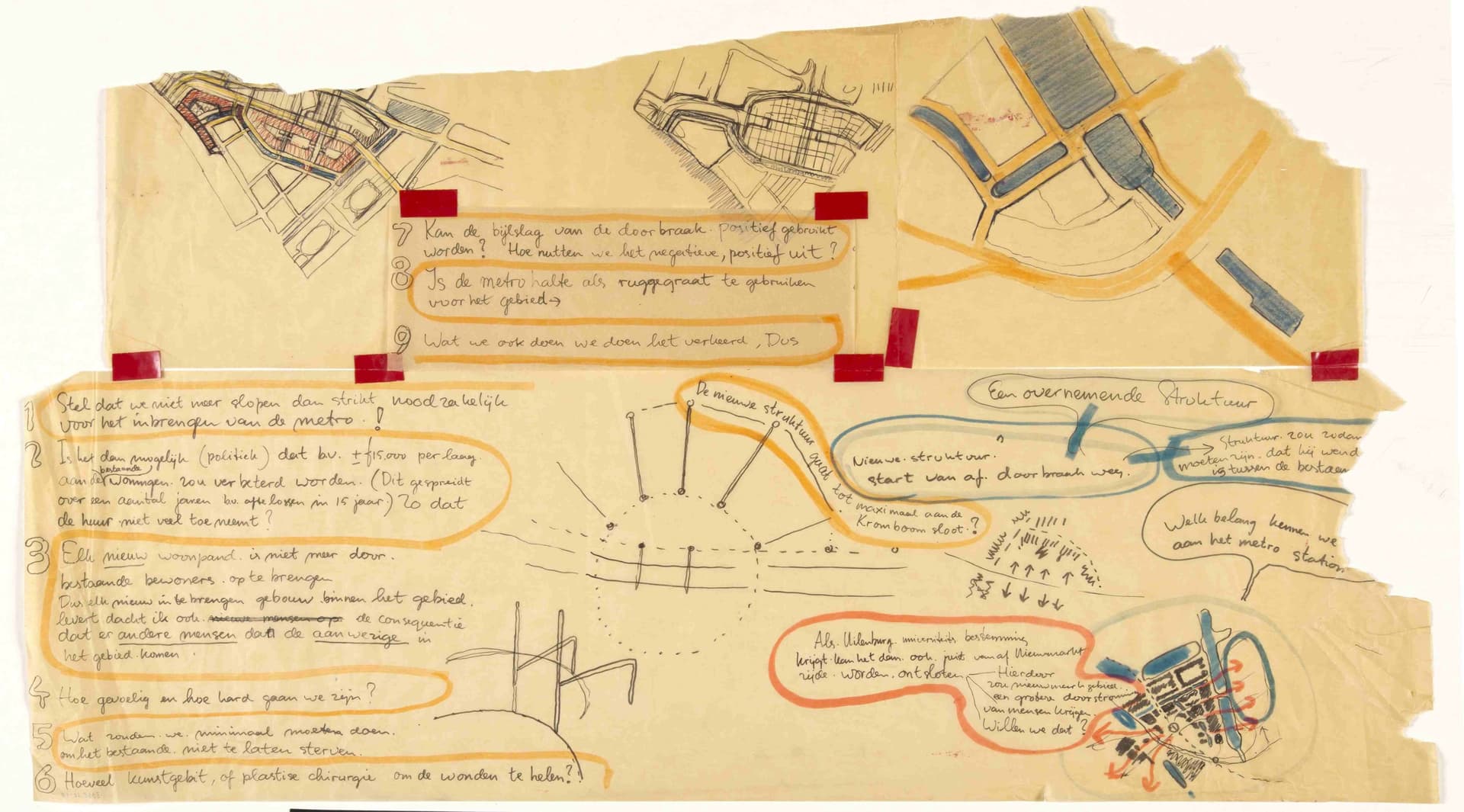  Aldo van Eyck en Th. Bosch architecten, i.s.m. G. Knemeijer, P. de Ley en D. Tuijnman. Discussiedocument met betrekking tot een nieuwe structuur voor de Nieuwmarkt, Amsterdam, 1969-1970. Collectie Het Nieuwe Instituut, BOSC 10-10 