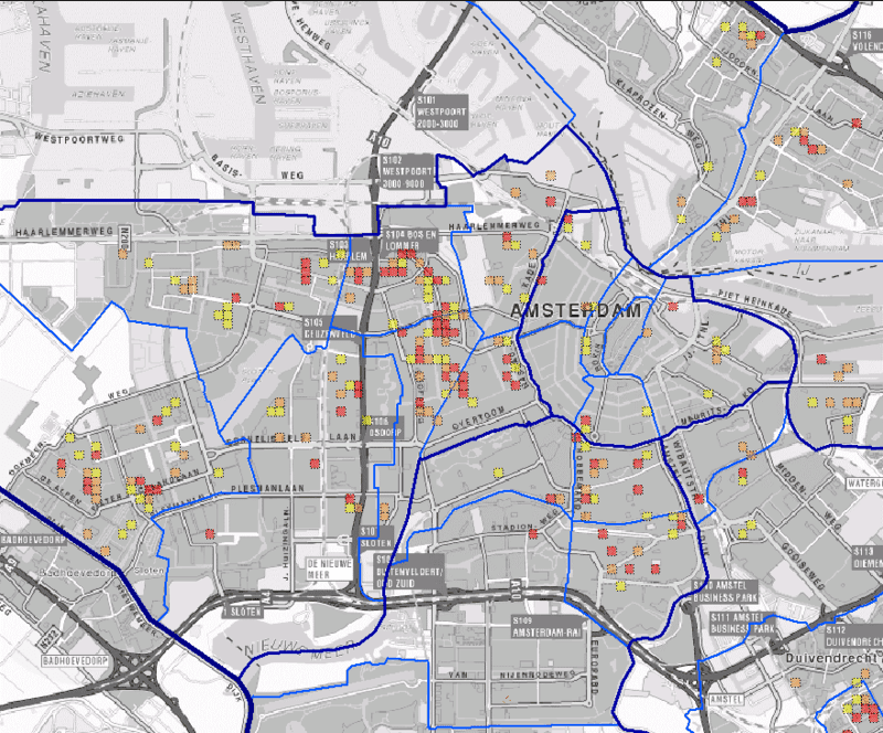 Regio Amsterdam in Criminaliteit Anticipatie Systeem. Afbeelding door Arnout de Vries.