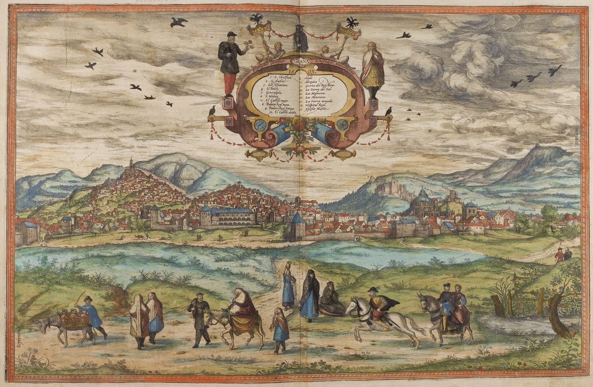 Civitatis Orbis Terrarum, by Joris Hoefnagel, depicting Granada in Spain, 1563 (pictured here is the 1572 version). 