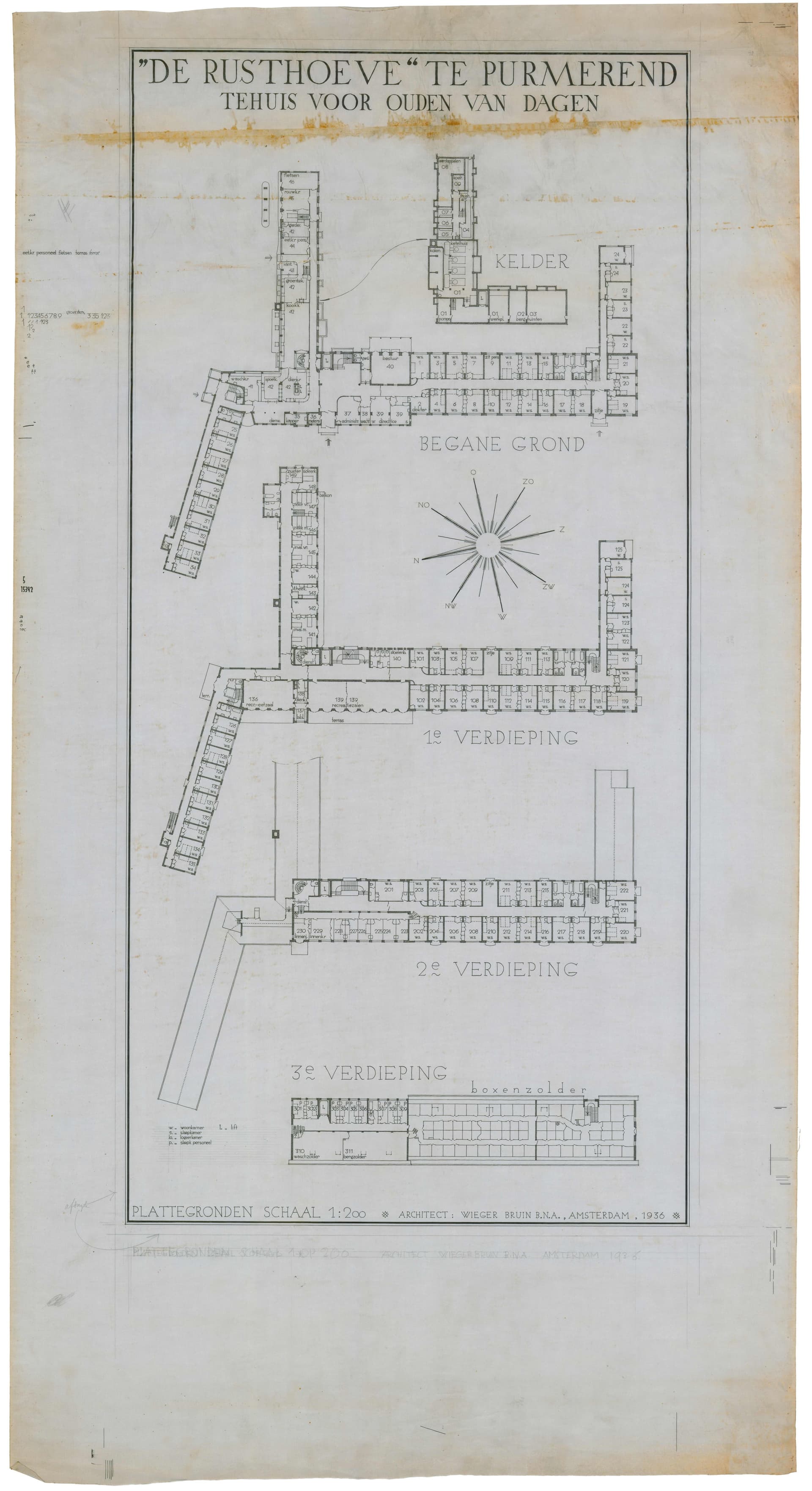  W. Bruin, De Rusthoeve, Purmerend, 1936. Opdrachtgever: Stichting voor Ouderen van dagen in Classis Edam der Nederlands Hervormde Kerk. Collectie Het Nieuwe Instituut, BRUX rd13