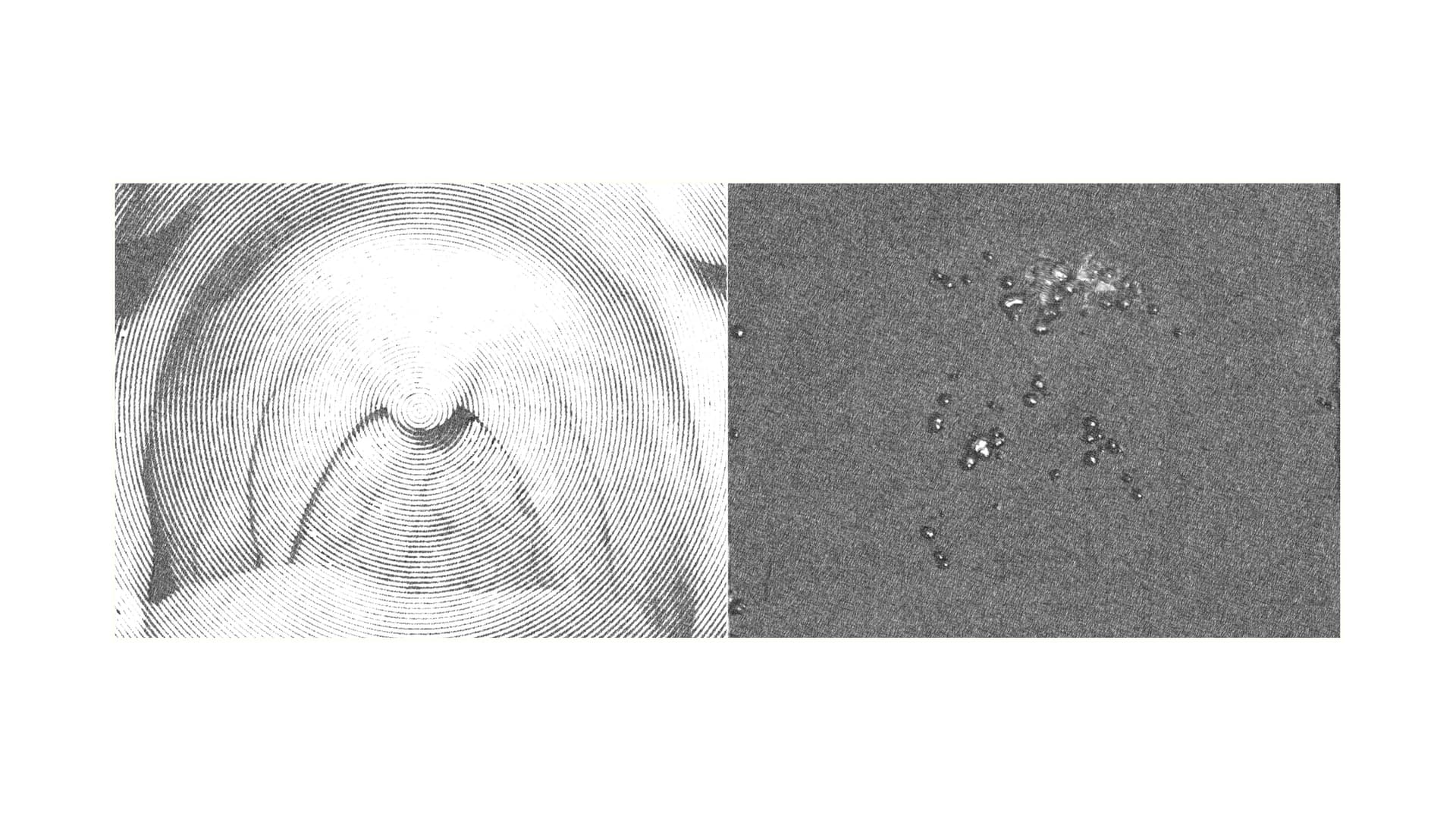 A black and white illustration of a throat and an abstract collage next to it. Image by Catherine Hu and Cleo TSW