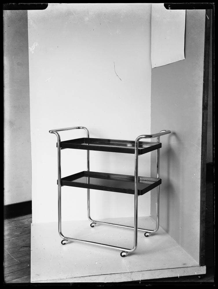 Tea trolley. Product photography for Gispen's catalogue. Collection Nieuwe Instituut. Glass plate negatives. 