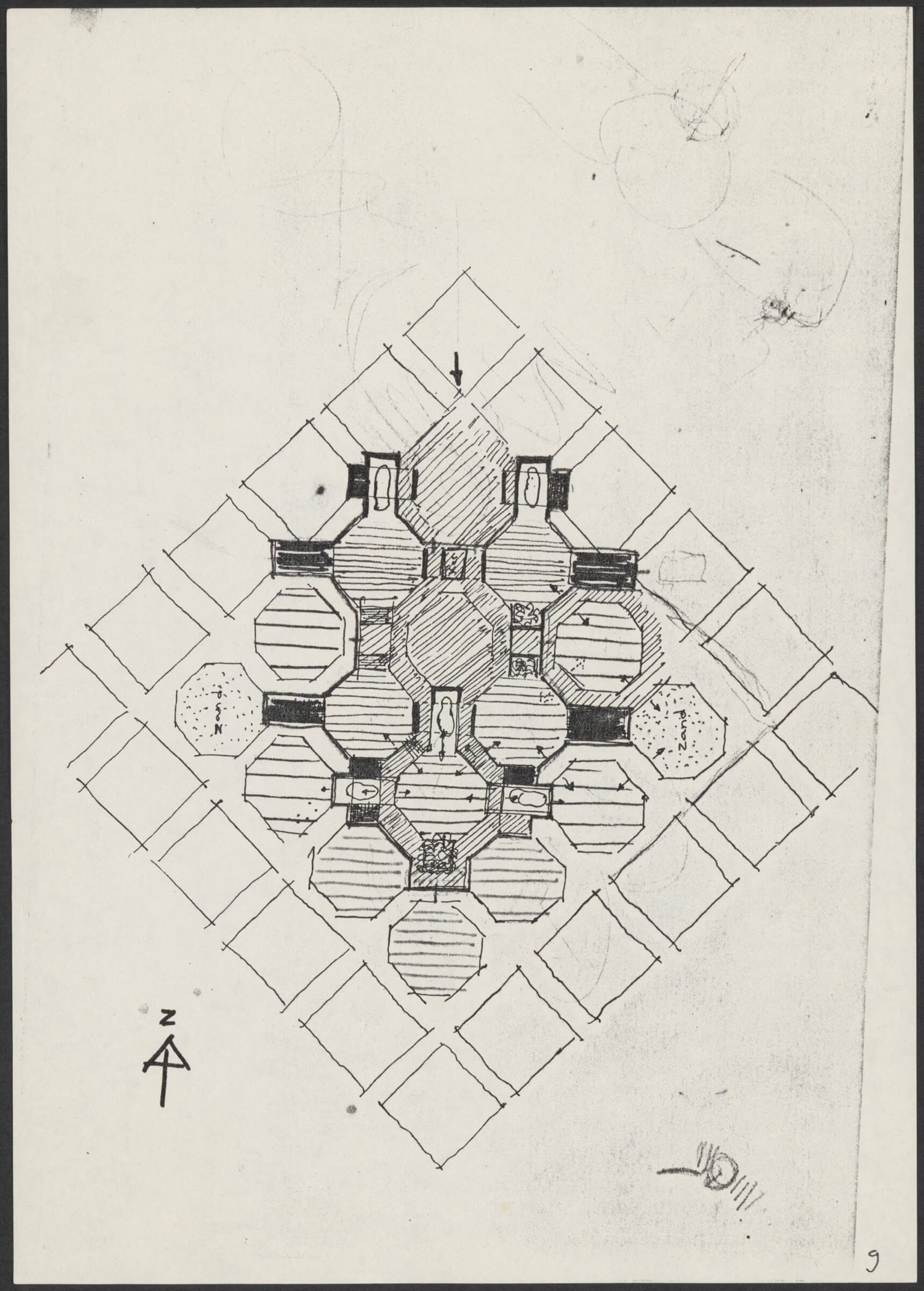 J. Váhl. Hippopotamus House, Study Project TH Delft, 1966. Collection Het Nieuwe Instituut, VAHL 4-12  