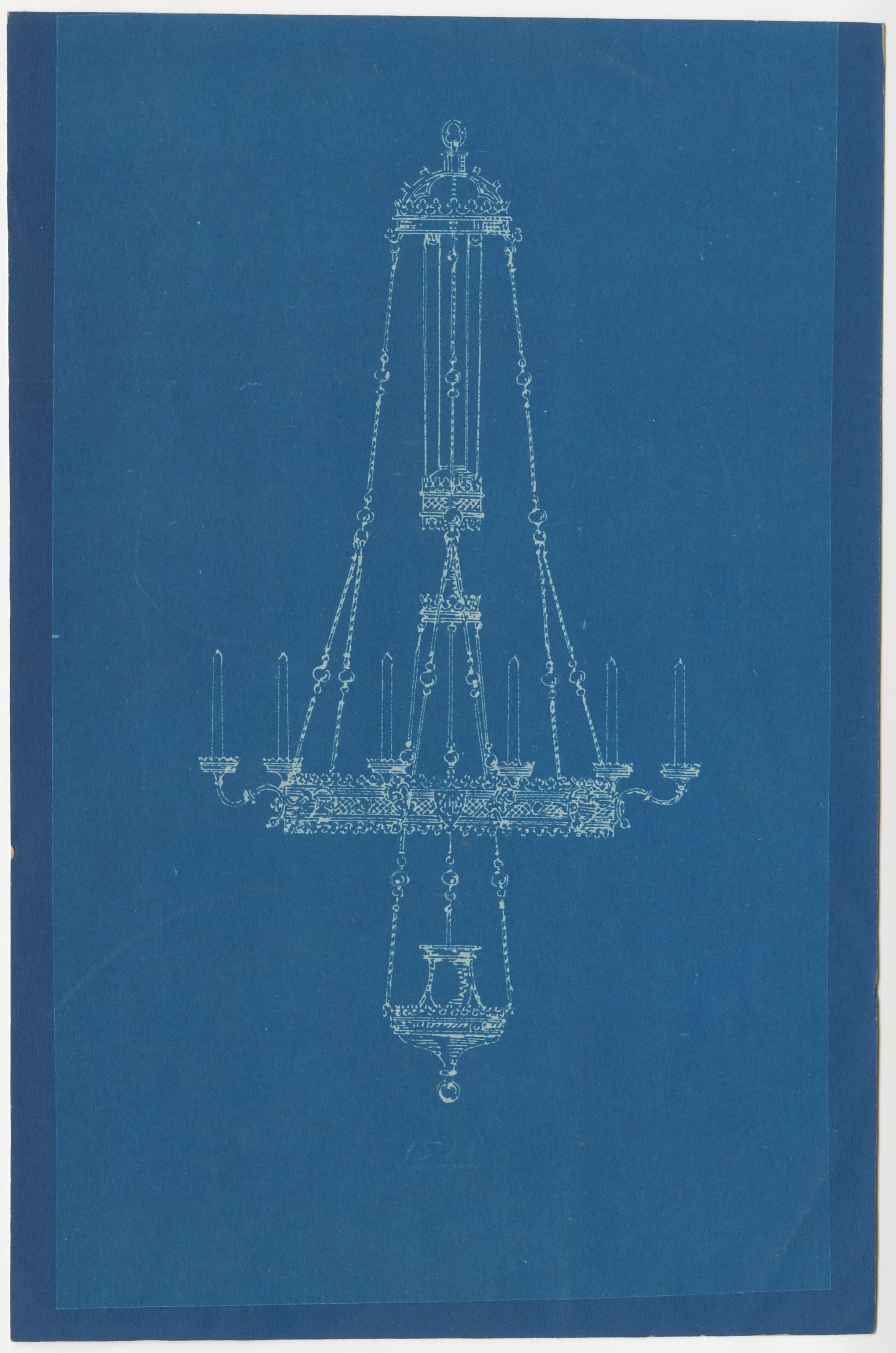 If the design on transparent paper differed in format from the available or selected blueprint paper, dark blue borders were added. This was evidently acceptable when the architecture office made the blueprints themselves. This is in contr… 