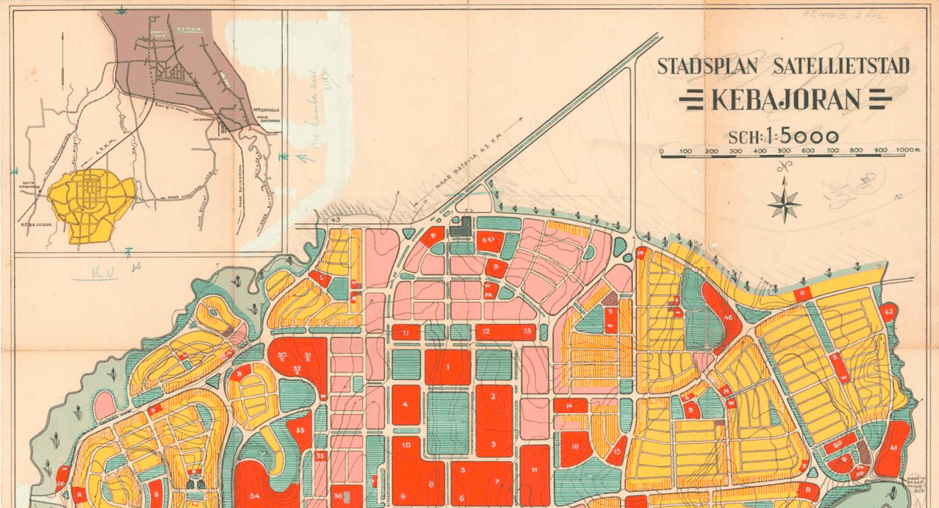 Afbeelding: Hans Lüning, Ontwerp voor satellietstad Kebajoran nabij Jakarta, Indonesië. Rijksarchief voor Nederlandse Architectuur en Stedenbouw, Het Nieuwe Instituut.  